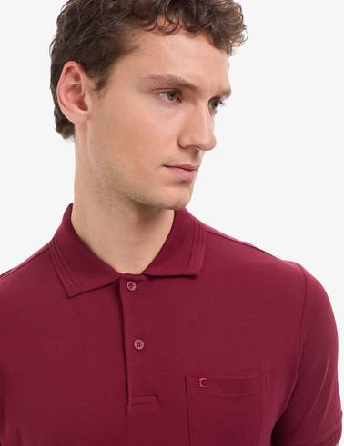 Bordo Regular Fit %100 Pamuk Cepli Kıvrılmaz Düğmeli Polo Yaka Basic Tişört