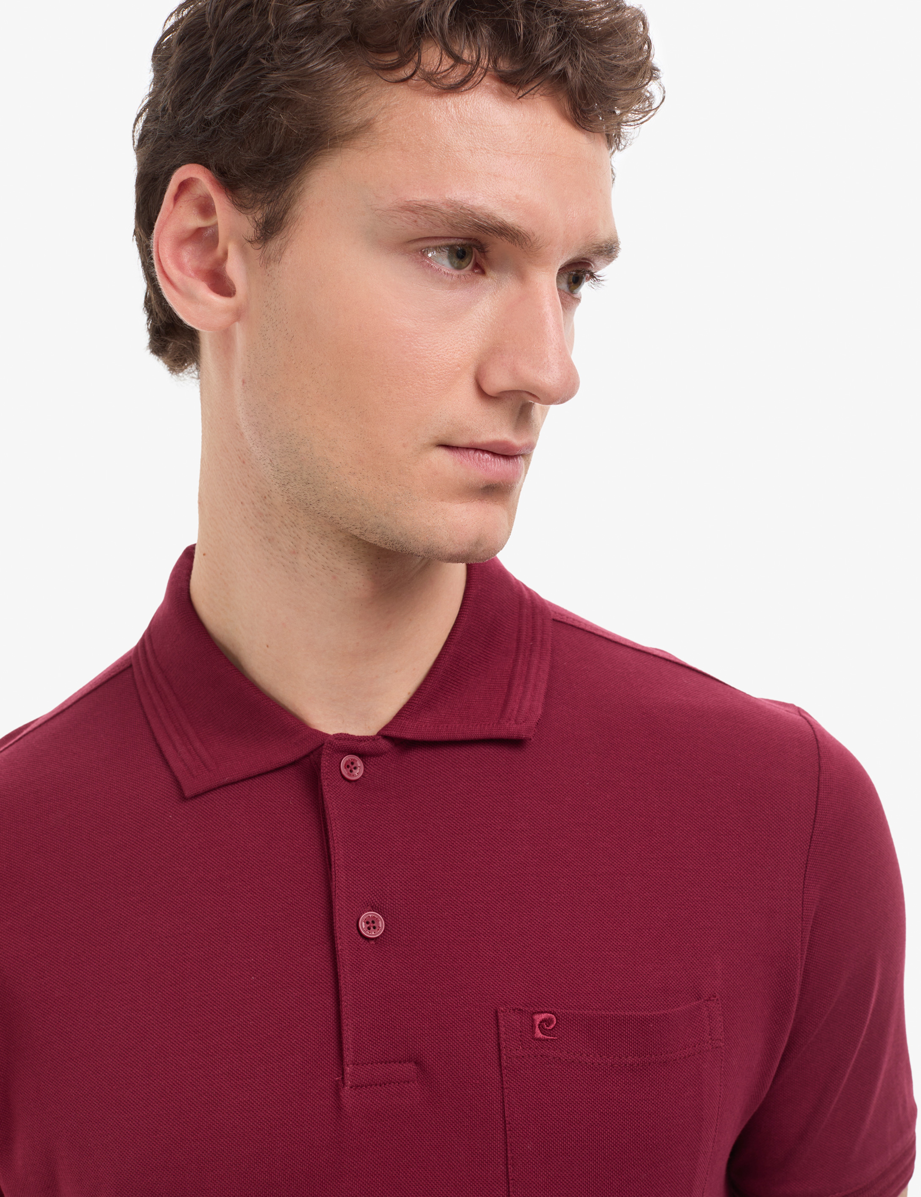 Bordo Regular Fit %100 Pamuk Cepli Kıvrılmaz Düğmeli Polo Yaka Basic Tişört - Image 2