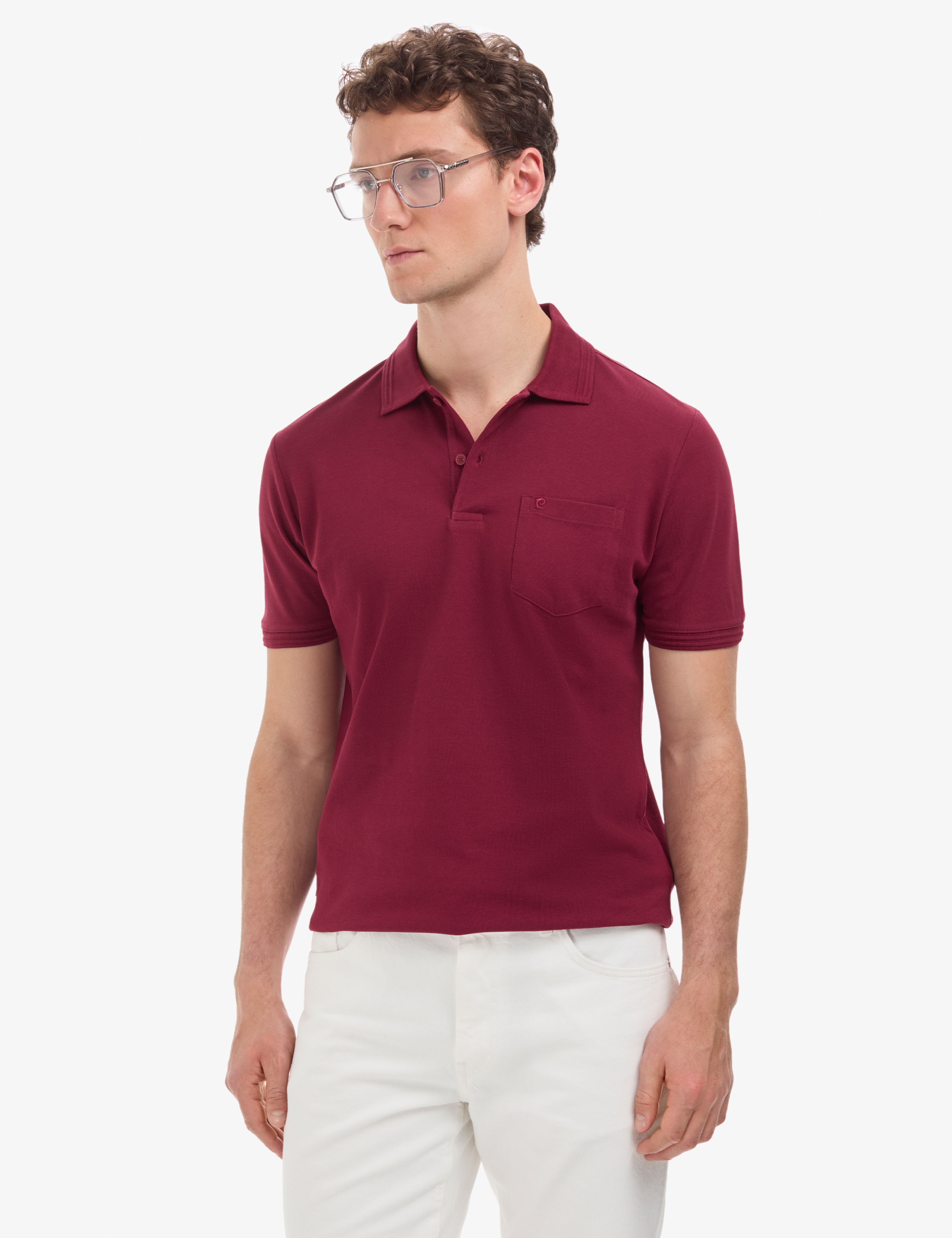 Bordo Regular Fit %100 Pamuk Cepli Kıvrılmaz Düğmeli Polo Yaka Basic Tişört