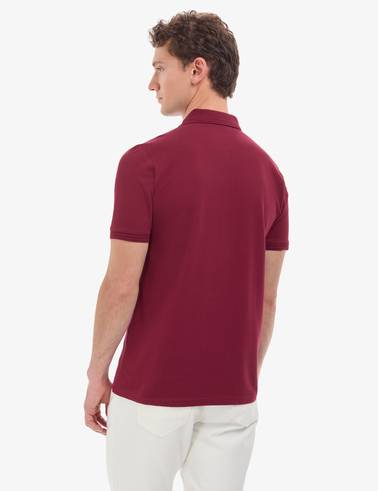 Bordo Regular Fit %100 Pamuk Cepli Kıvrılmaz Düğmeli Polo Yaka Basic Tişört