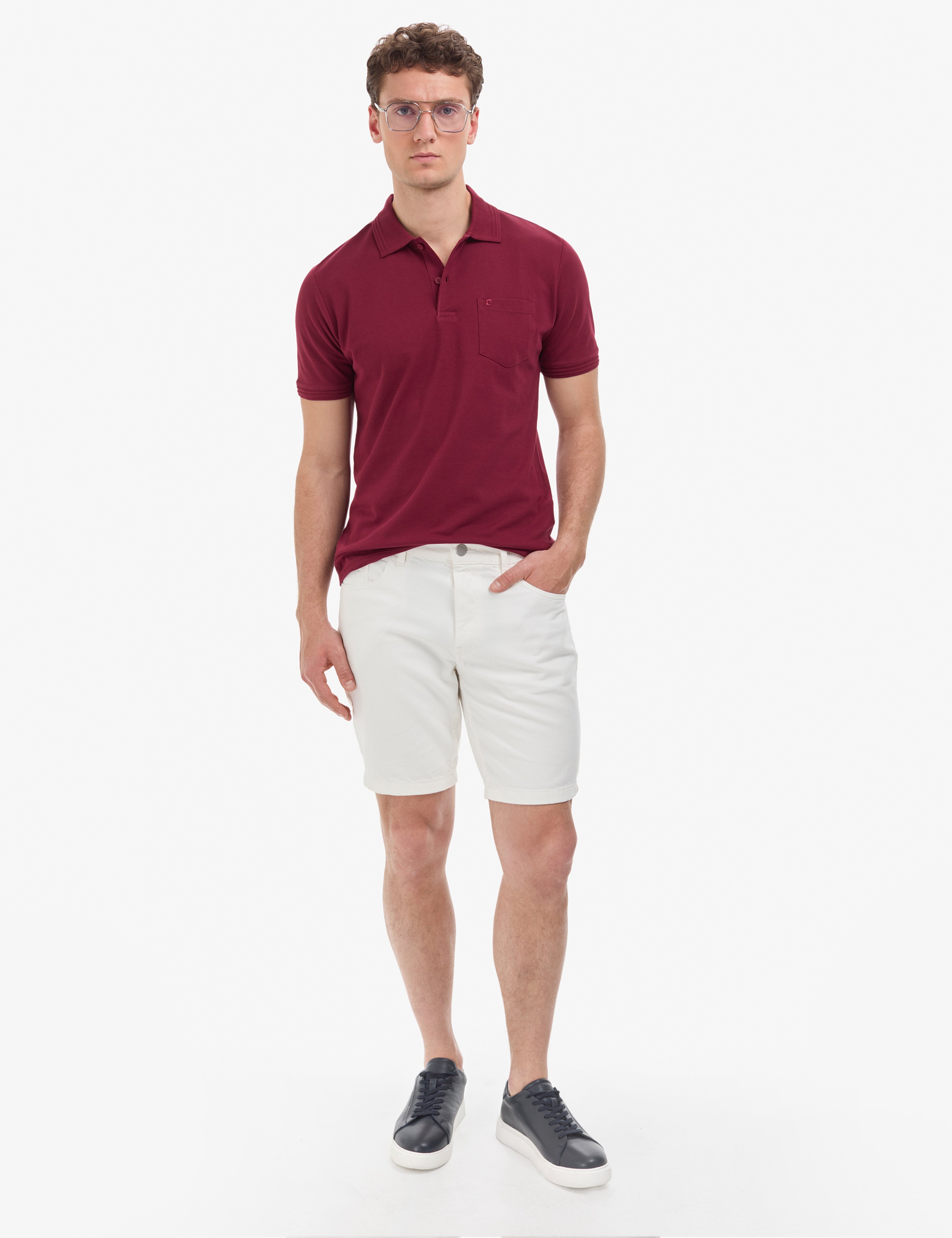 Bordo Regular Fit %100 Pamuk Cepli Kıvrılmaz Düğmeli Polo Yaka Basic Tişört