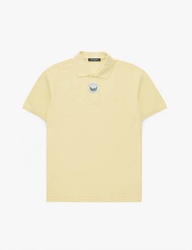 Açık Sarı Slim Fit %100 Pamuk Düğmeli Polo Yaka Basic Tişört