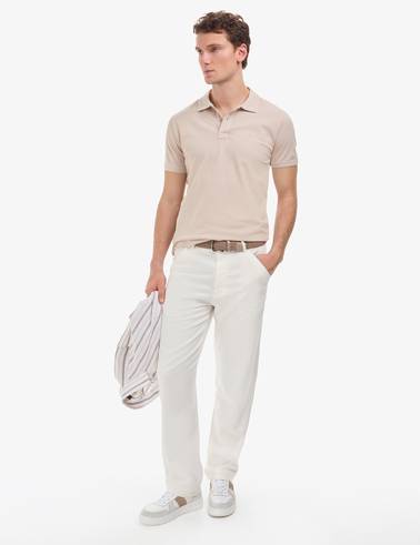Koyu Bej Slim Fit %100 Pamuk Düğmeli Polo Yaka Basic Tişört