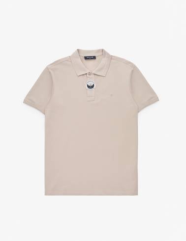 Koyu Bej Slim Fit %100 Pamuk Düğmeli Polo Yaka Basic Tişört