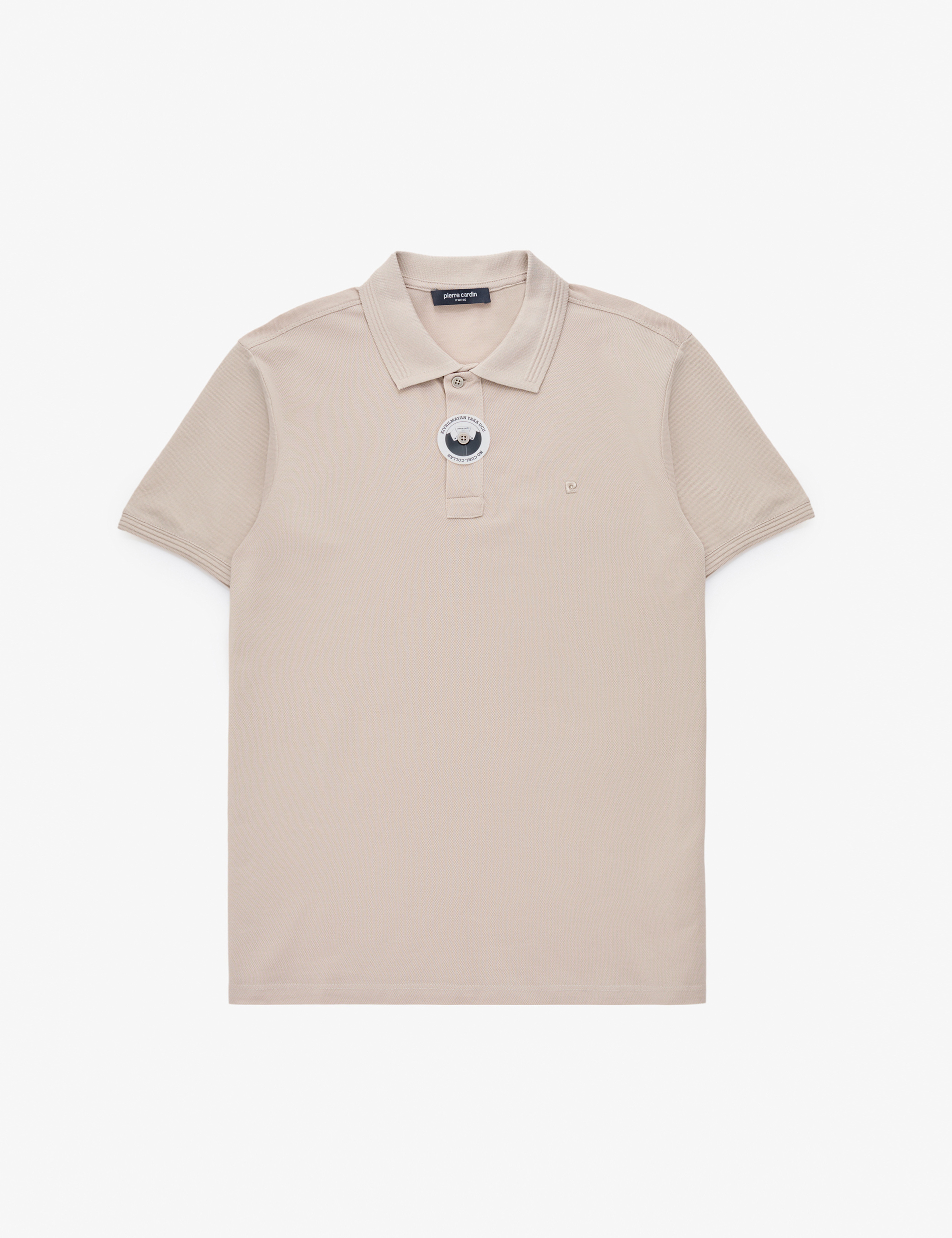 Koyu Bej Slim Fit %100 Pamuk Düğmeli Polo Yaka Basic Tişört - Image 6