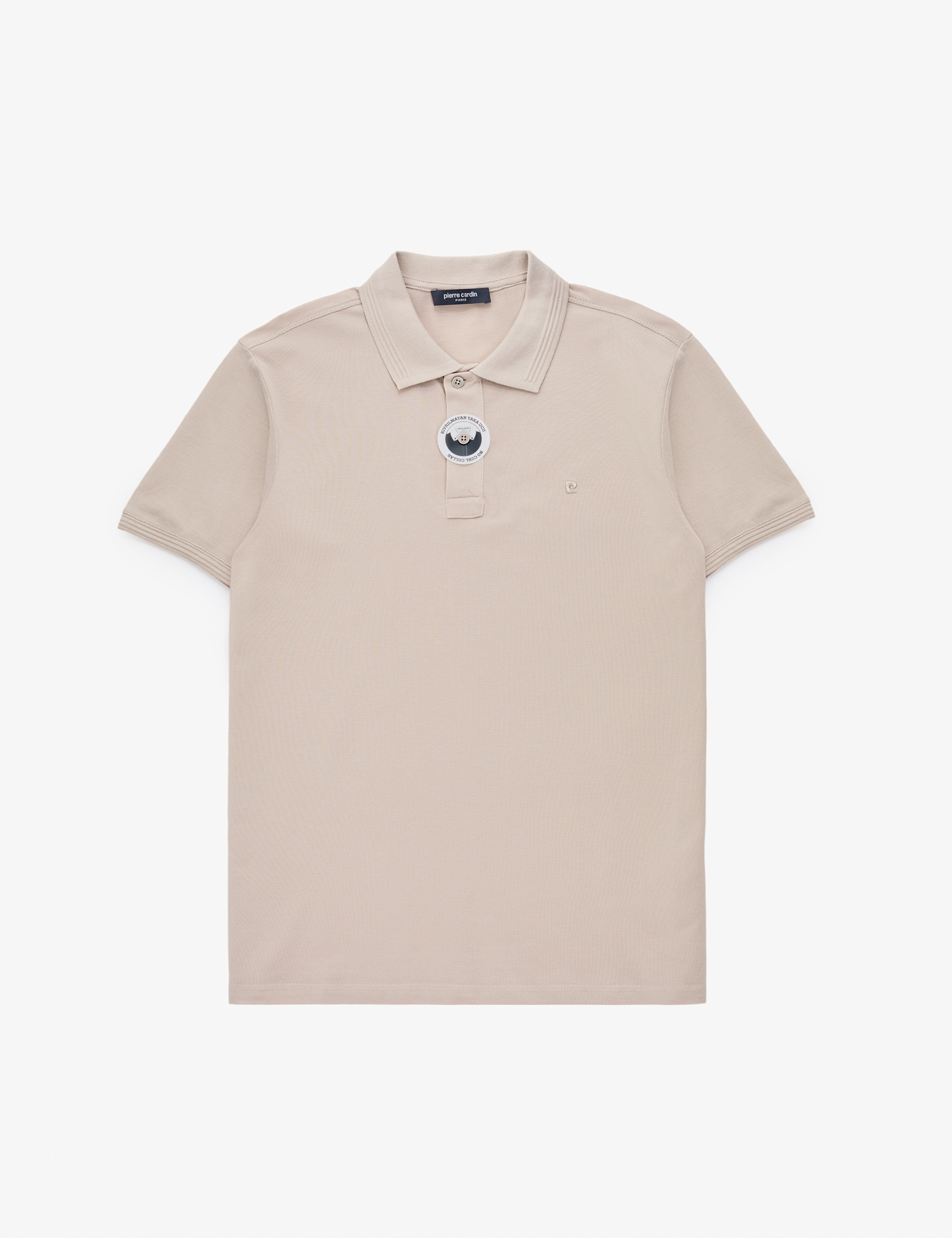 Koyu Bej Slim Fit %100 Pamuk Düğmeli Polo Yaka Basic Tişört