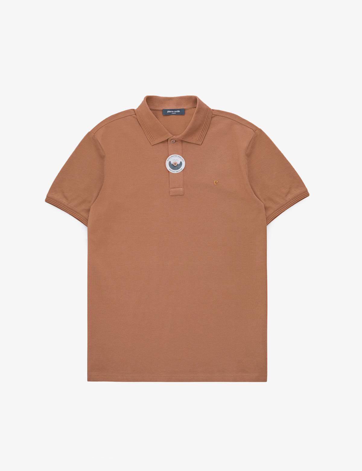 Açık Kahverengi Slim Fit Basic Tişört - 50321128166