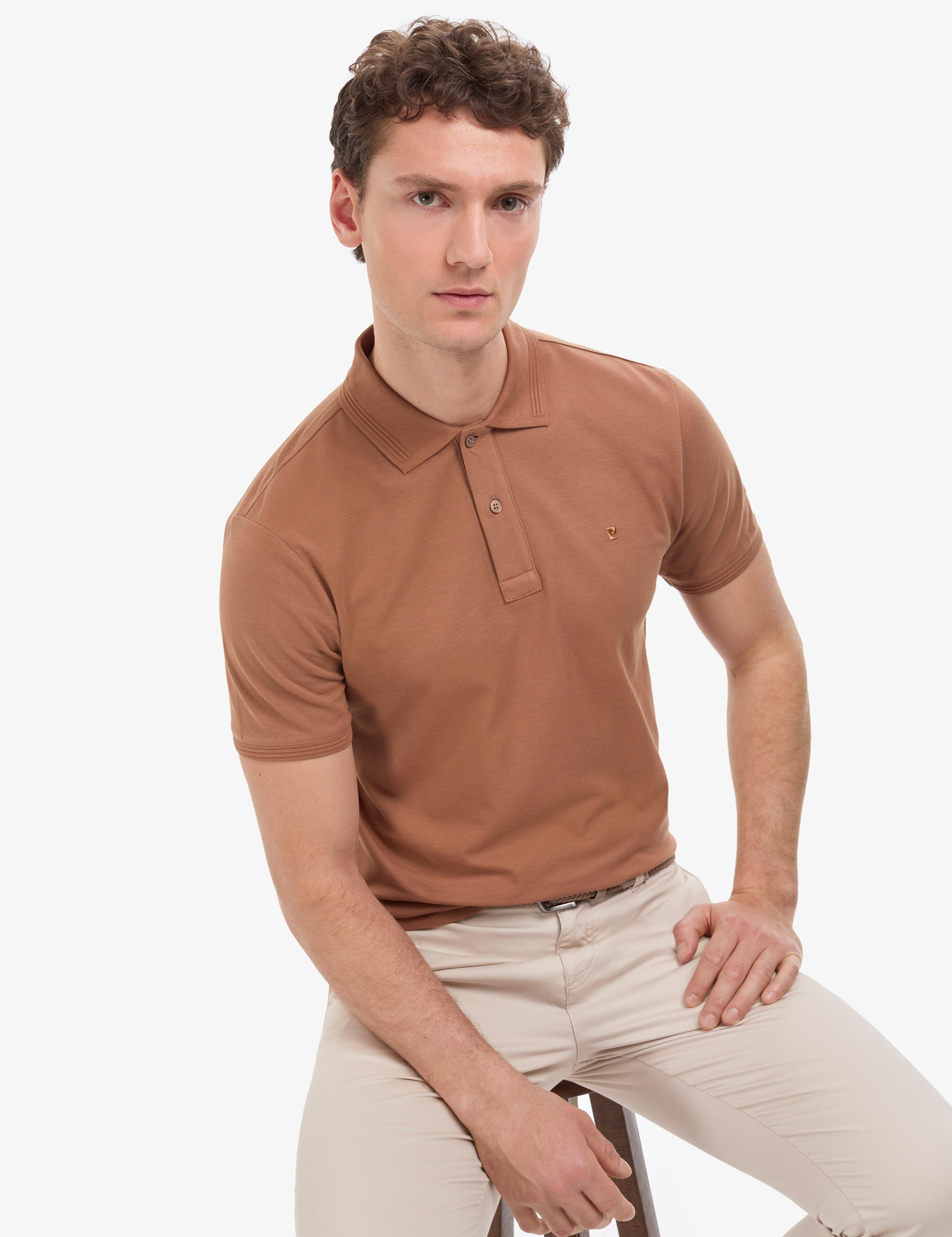 Açık Kahverengi Slim Fit Basic Tişört