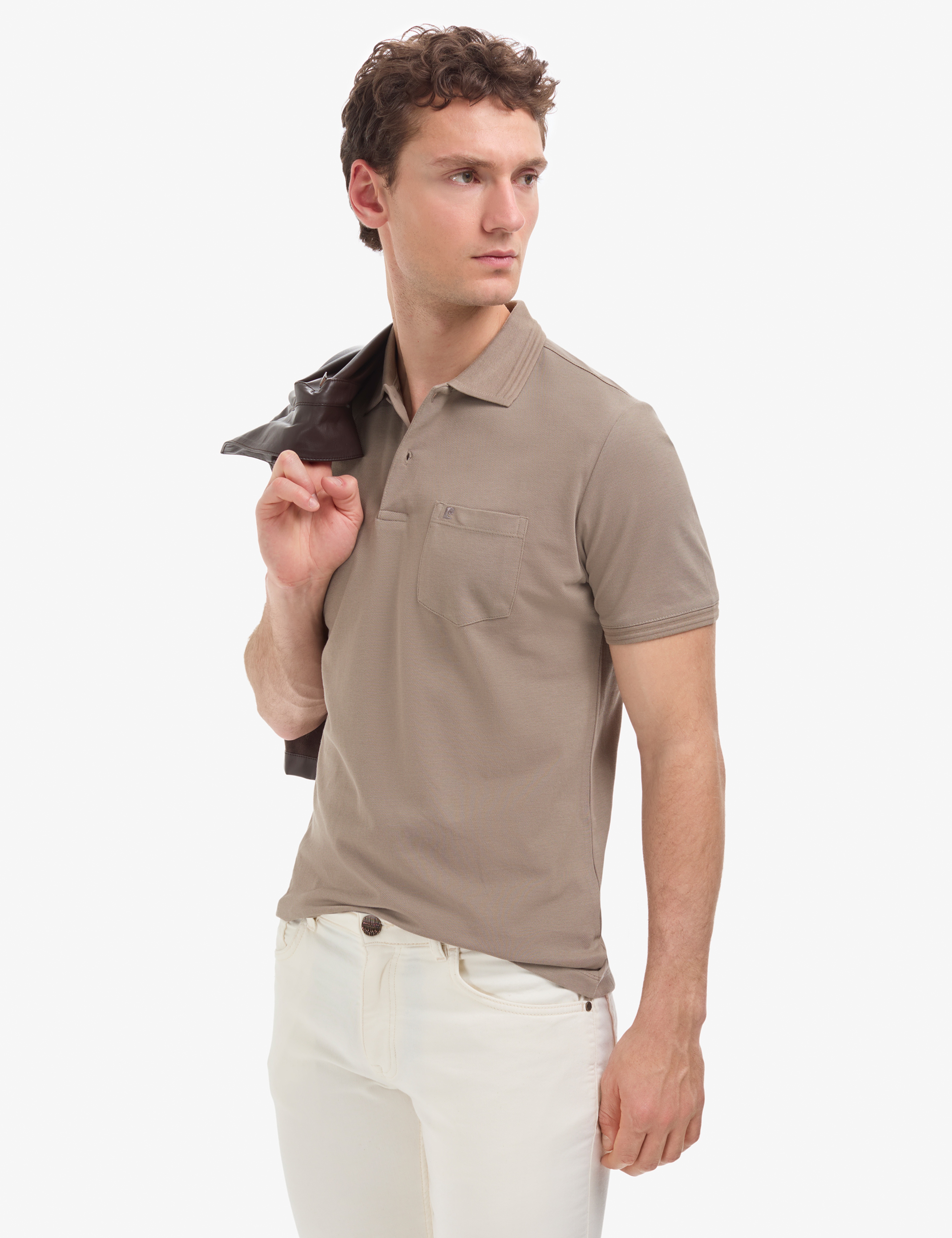Koyu Vizon Regular Fit %100 Pamuk Cepli Kıvrılmaz Düğmeli Polo Yaka Basic Tişört