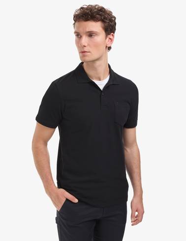 Siyah Regular Fit %100 Pamuk Cepli Kıvrılmaz Düğmeli Polo Yaka Basic Tişört