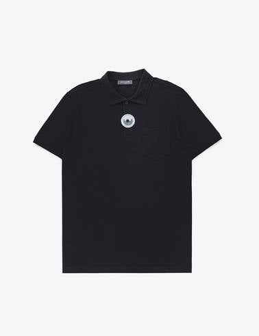 Siyah Regular Fit %100 Pamuk Cepli Kıvrılmaz Düğmeli Polo Yaka Basic Tişört