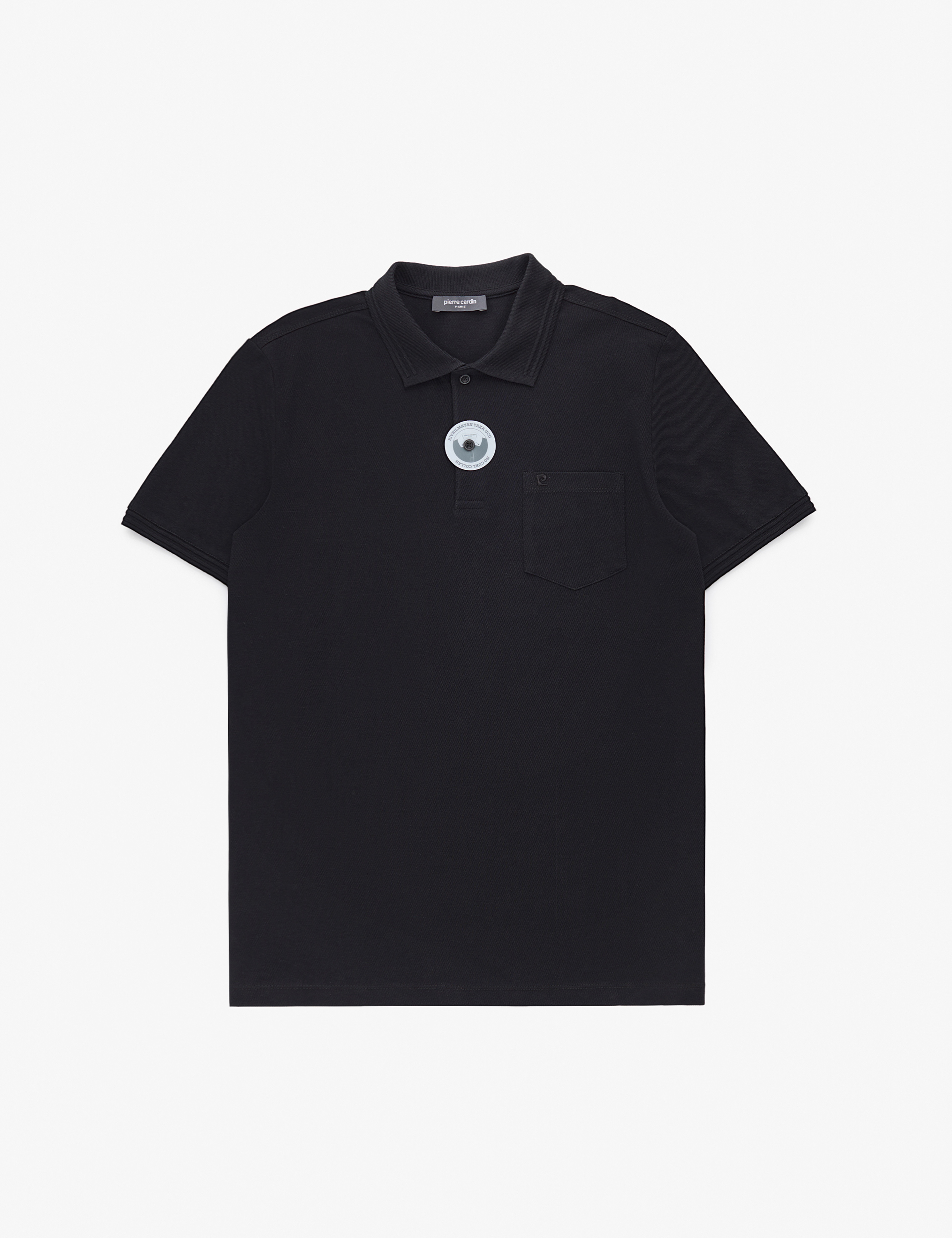 Siyah Regular Fit %100 Pamuk Cepli Kıvrılmaz Düğmeli Polo Yaka Basic Tişört - Image 6