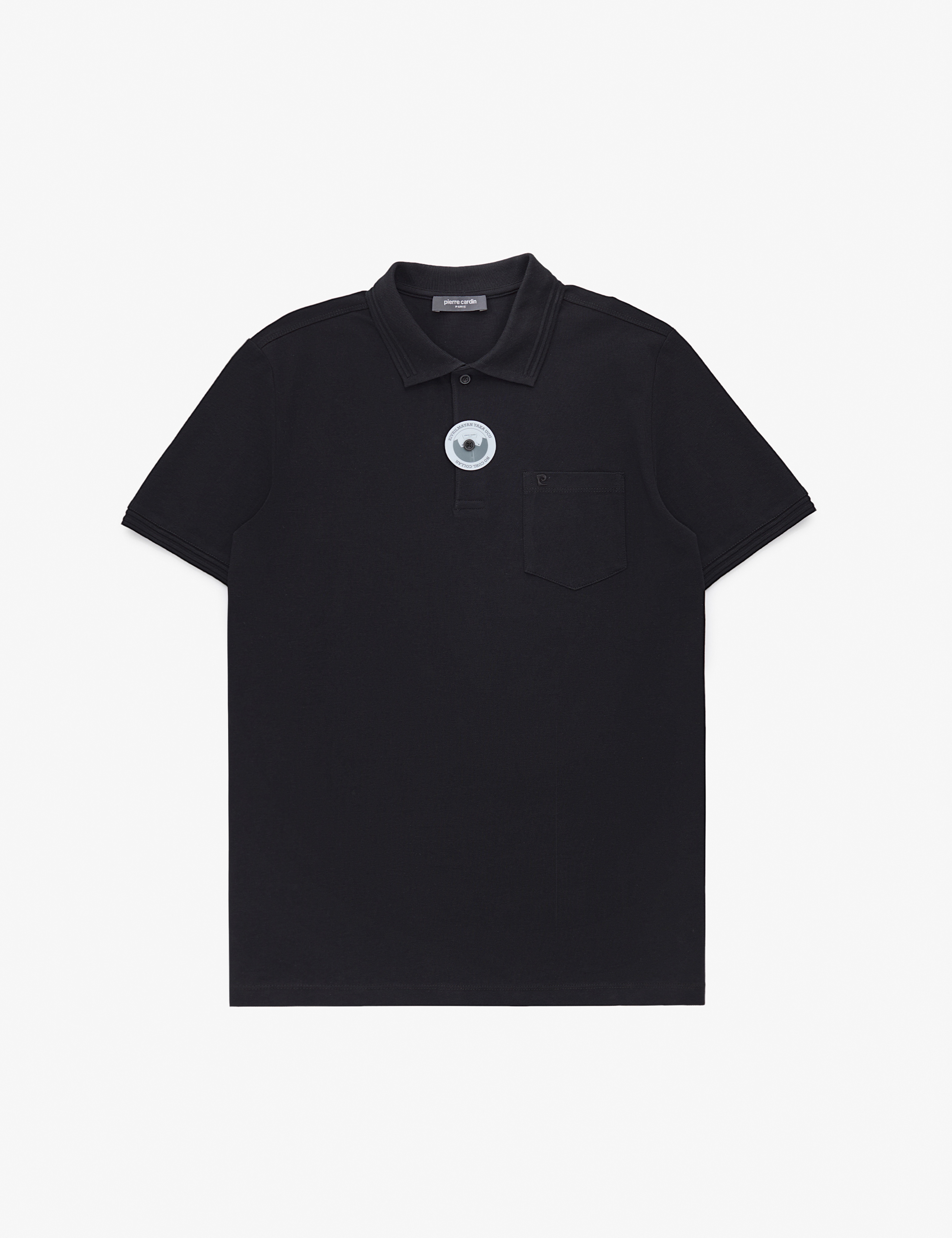 Siyah Regular Fit %100 Pamuk Cepli Kıvrılmaz Düğmeli Polo Yaka Basic Tişört