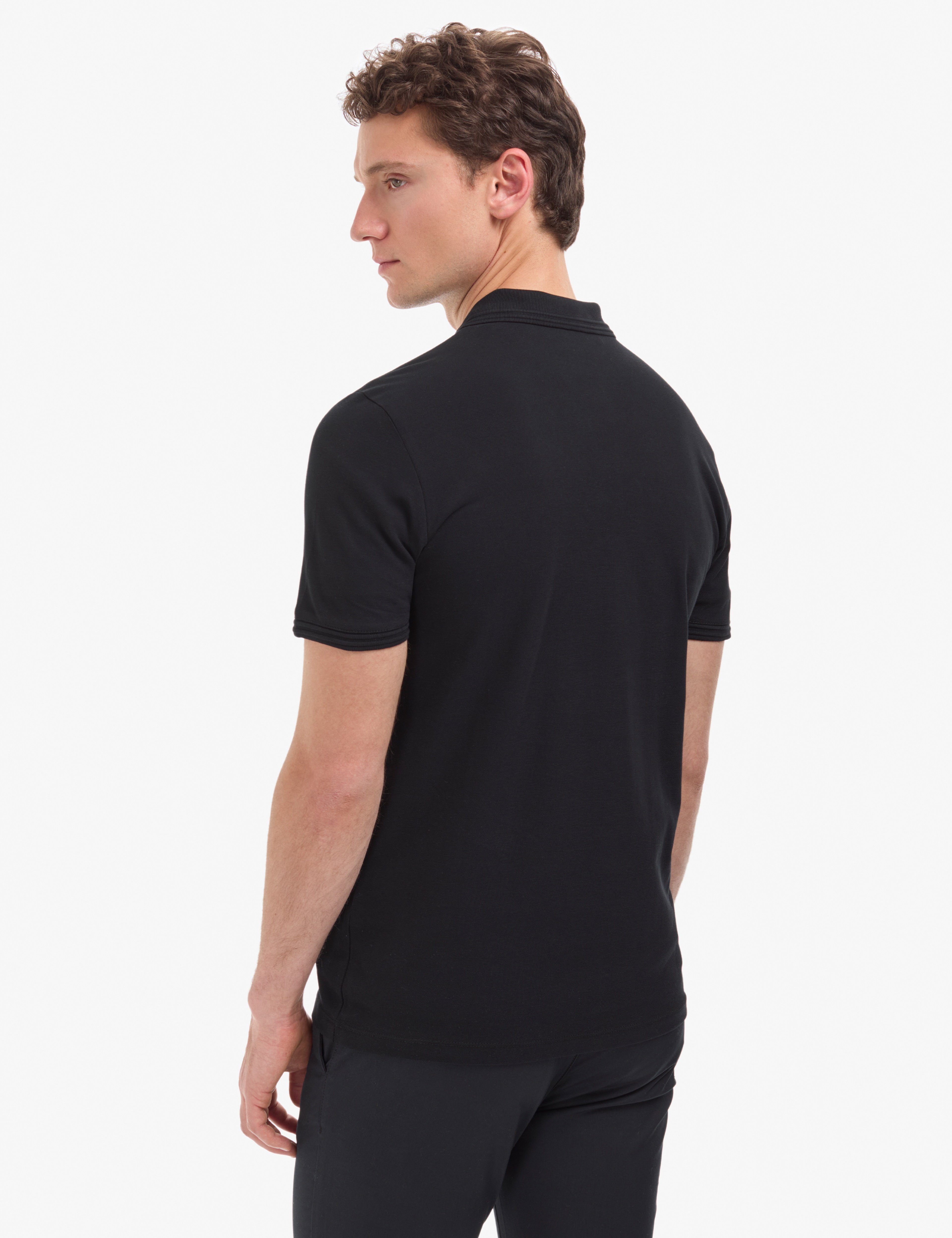 Siyah Regular Fit %100 Pamuk Cepli Kıvrılmaz Düğmeli Polo Yaka Basic Tişört