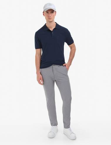 Lacivert Regular Fit %100 Pamuk Düğmeli Polo Yaka Basic Tişört