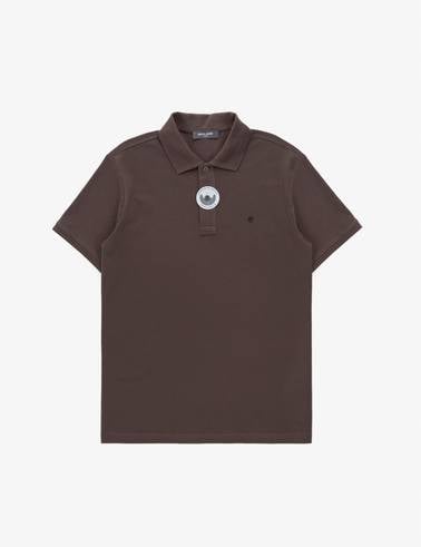 Koyu Kahverengi Slim Fit %100 Pamuk Düğmeli Polo Yaka Basic Tişört