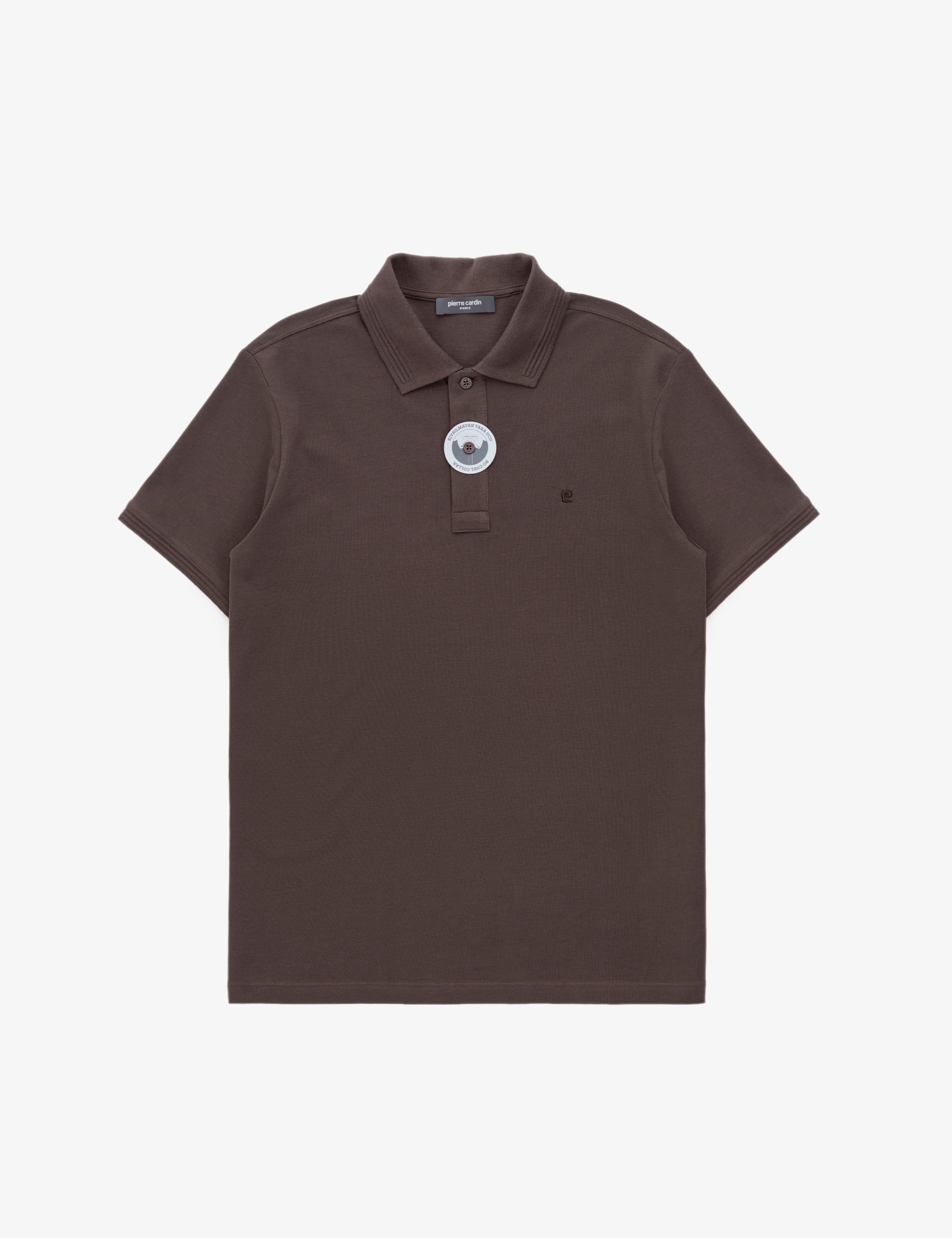 Koyu Kahverengi Slim Fit %100 Pamuk Düğmeli Polo Yaka Basic Tişört