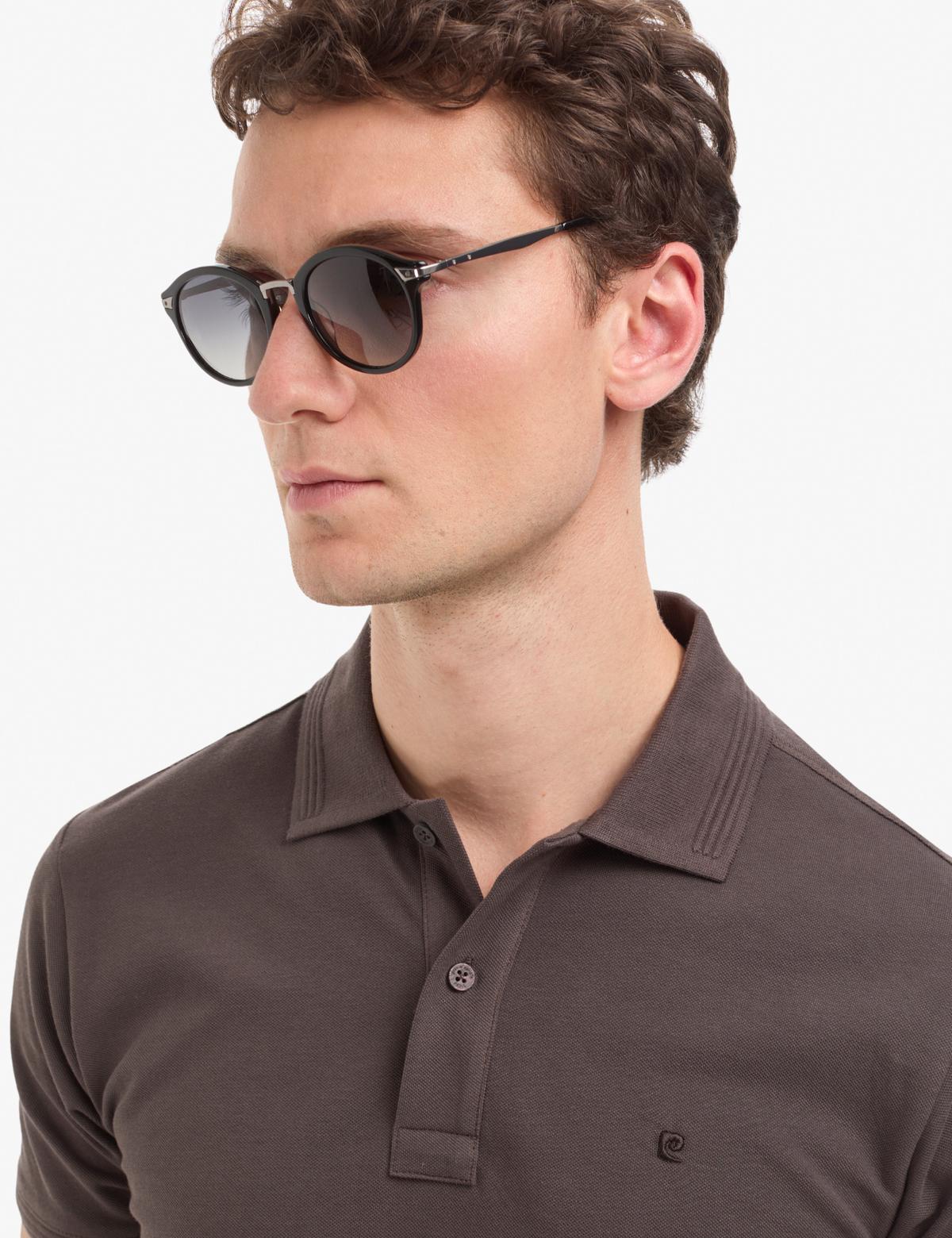 Koyu Kahverengi Slim Fit Basic Tişört - 50321128140