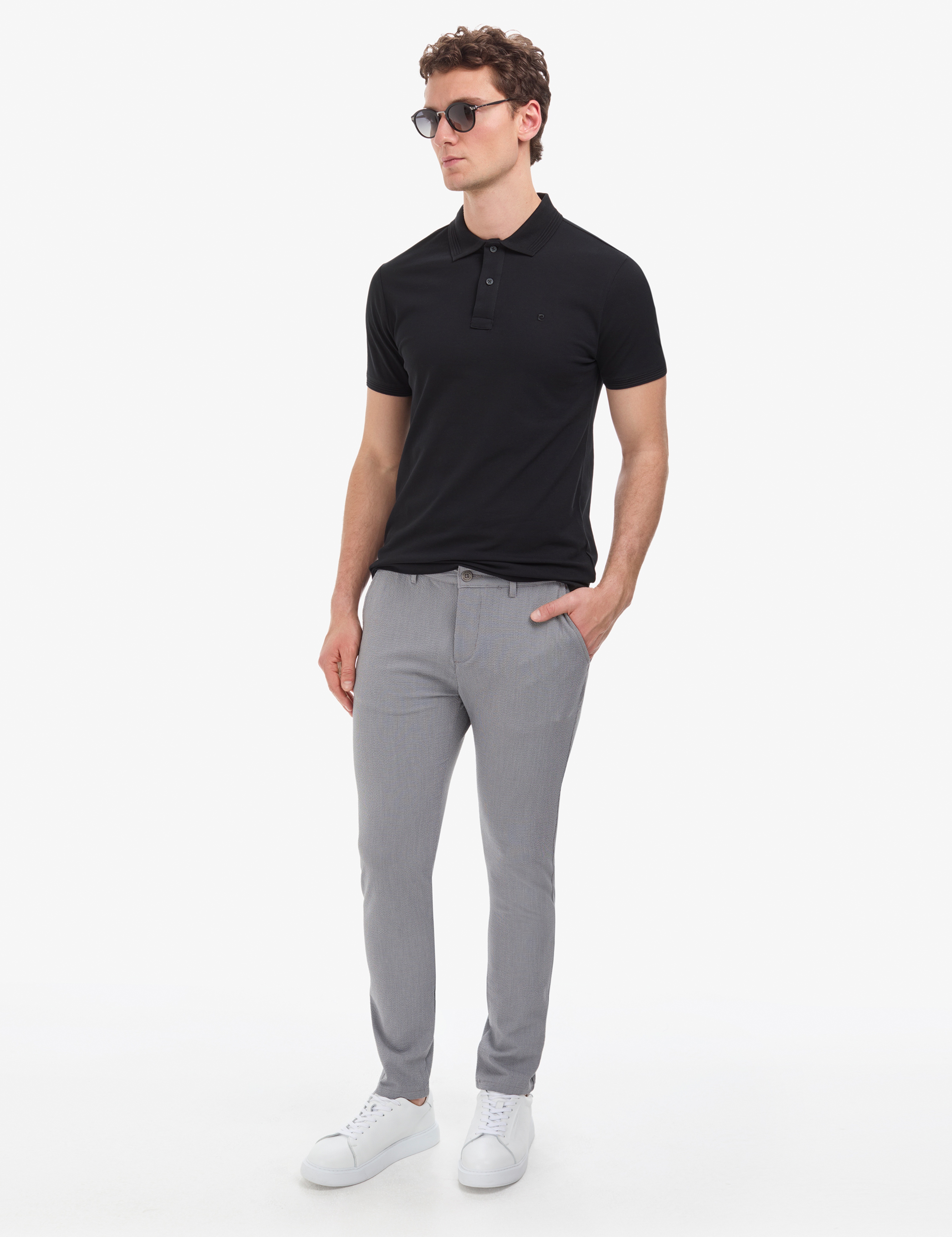 Siyah Slim Fit %100 Pamuk Düğmeli Polo Yaka Basic Tişört - Image 4