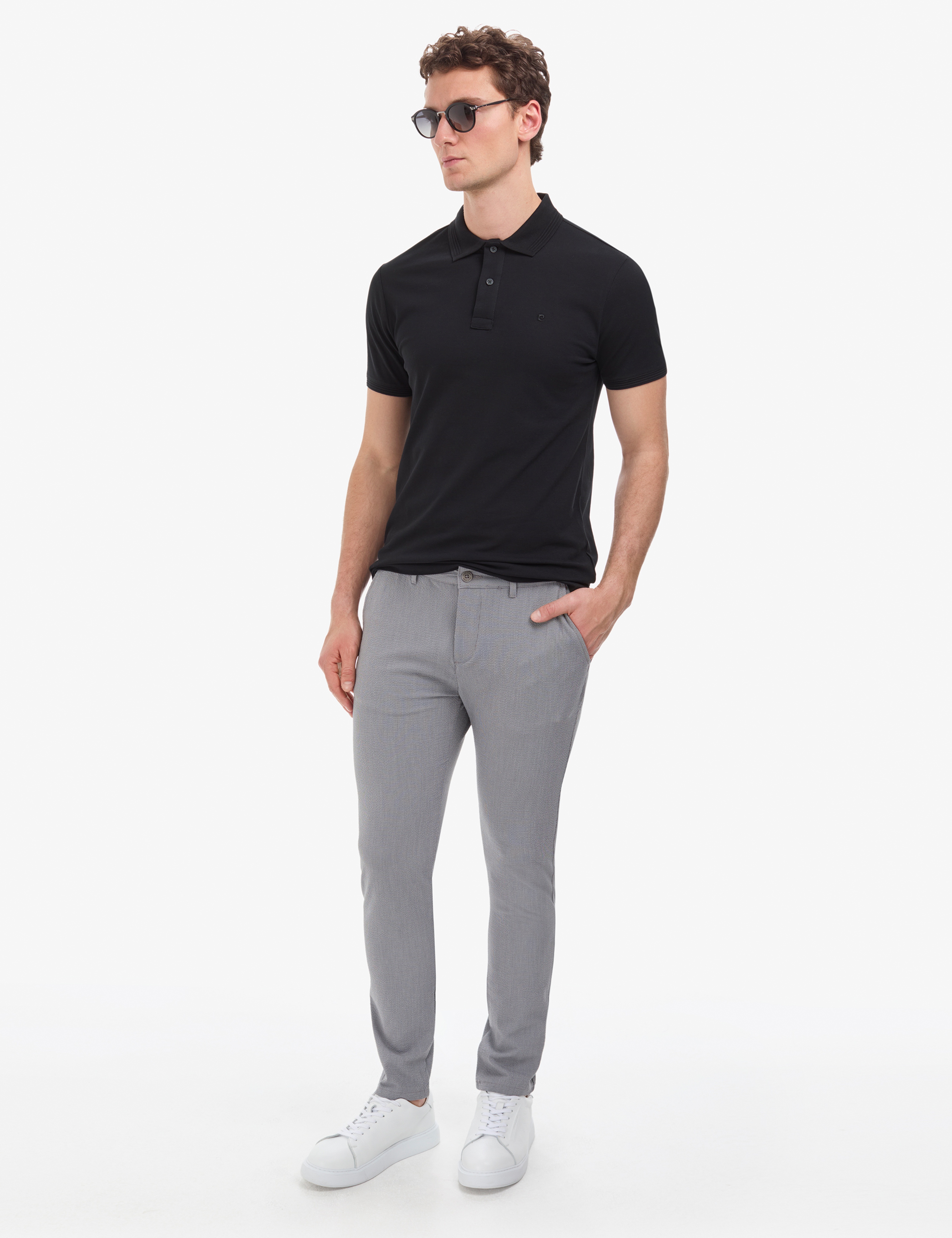 Siyah Slim Fit %100 Pamuk Düğmeli Polo Yaka Basic Tişört