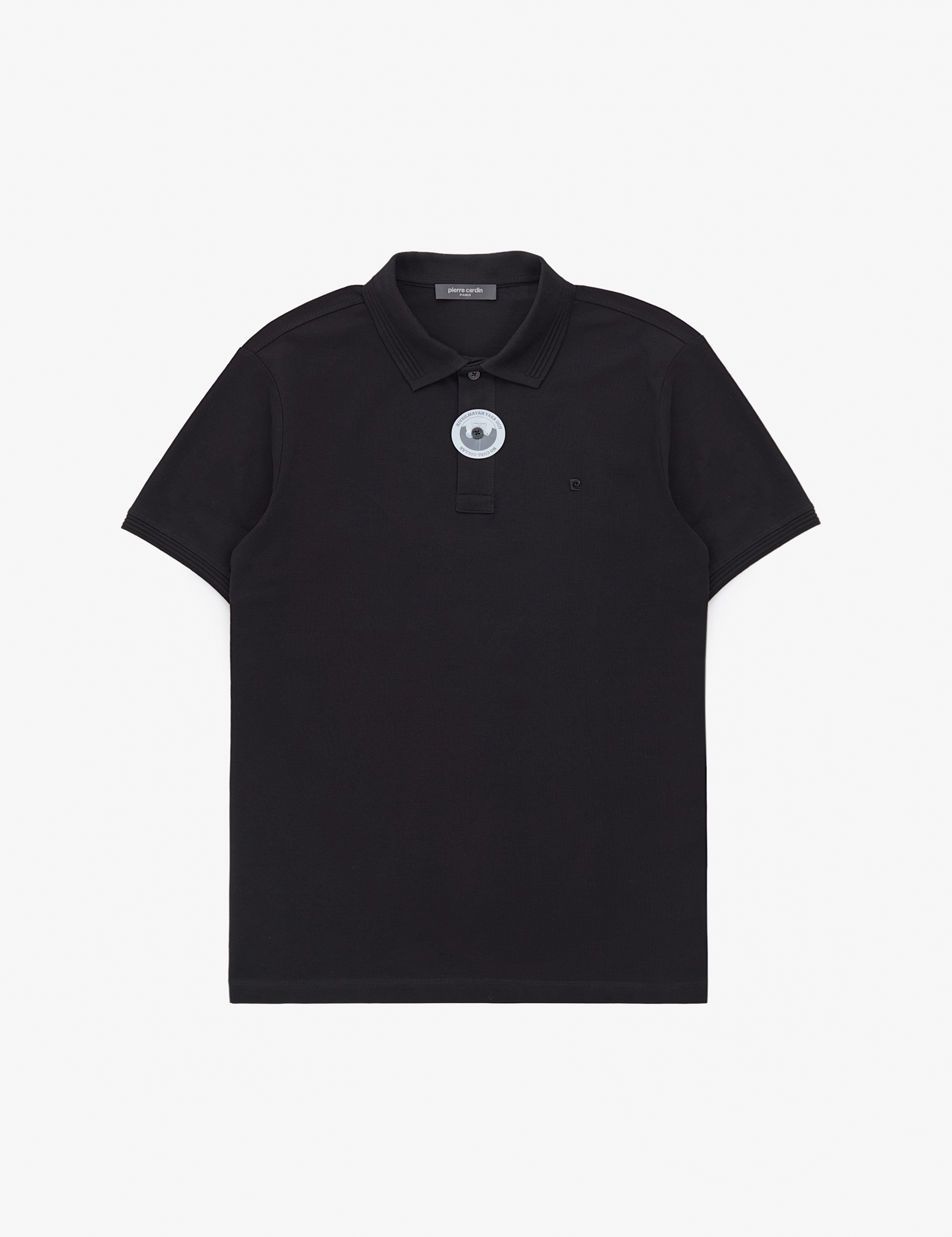 Siyah Slim Fit %100 Pamuk Düğmeli Polo Yaka Basic Tişört - Image 6