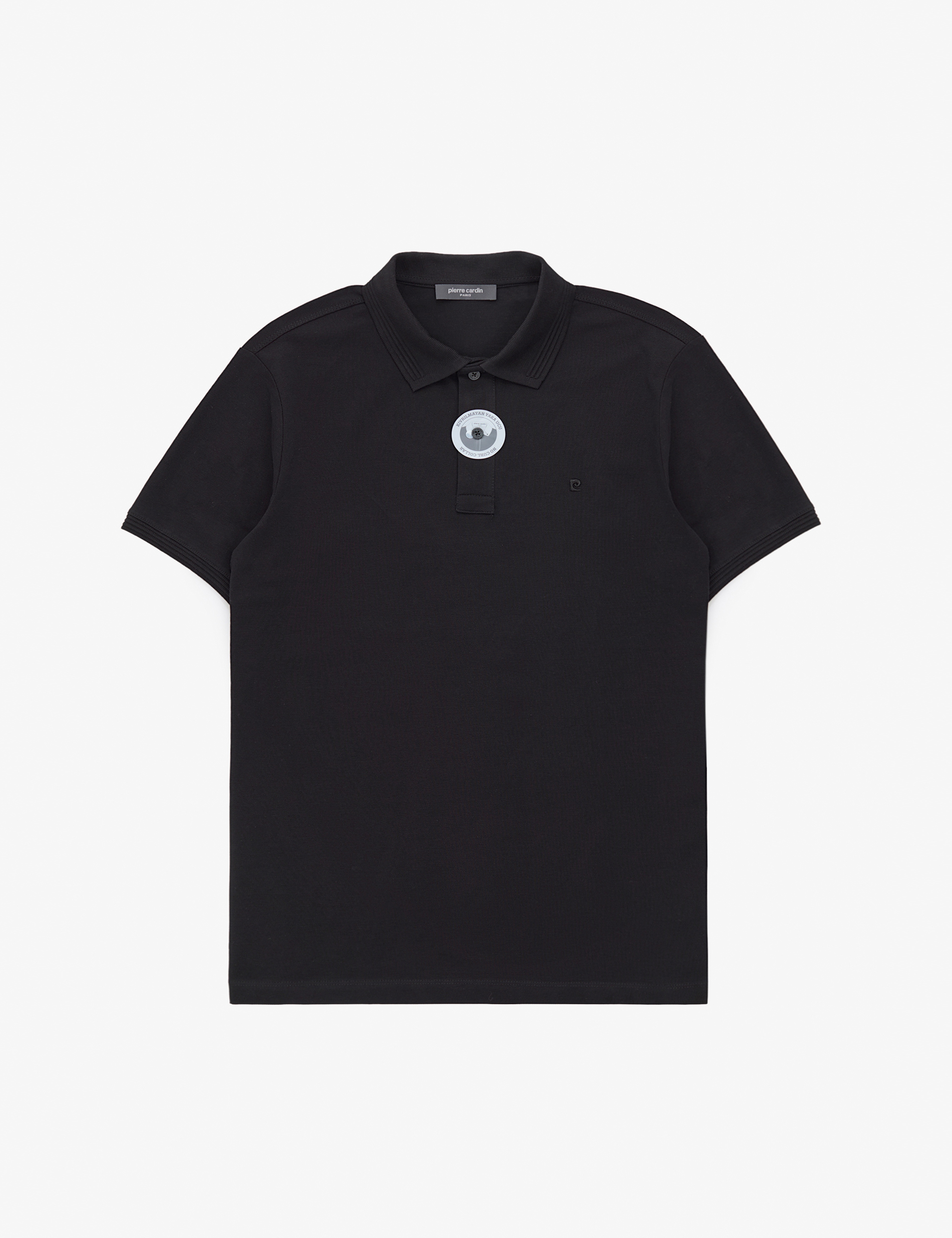 Siyah Slim Fit %100 Pamuk Düğmeli Polo Yaka Basic Tişört
