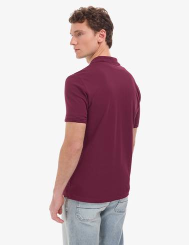 Bordo Regular Fit %100 Pamuk Düğmeli Polo Yaka Basic Tişört