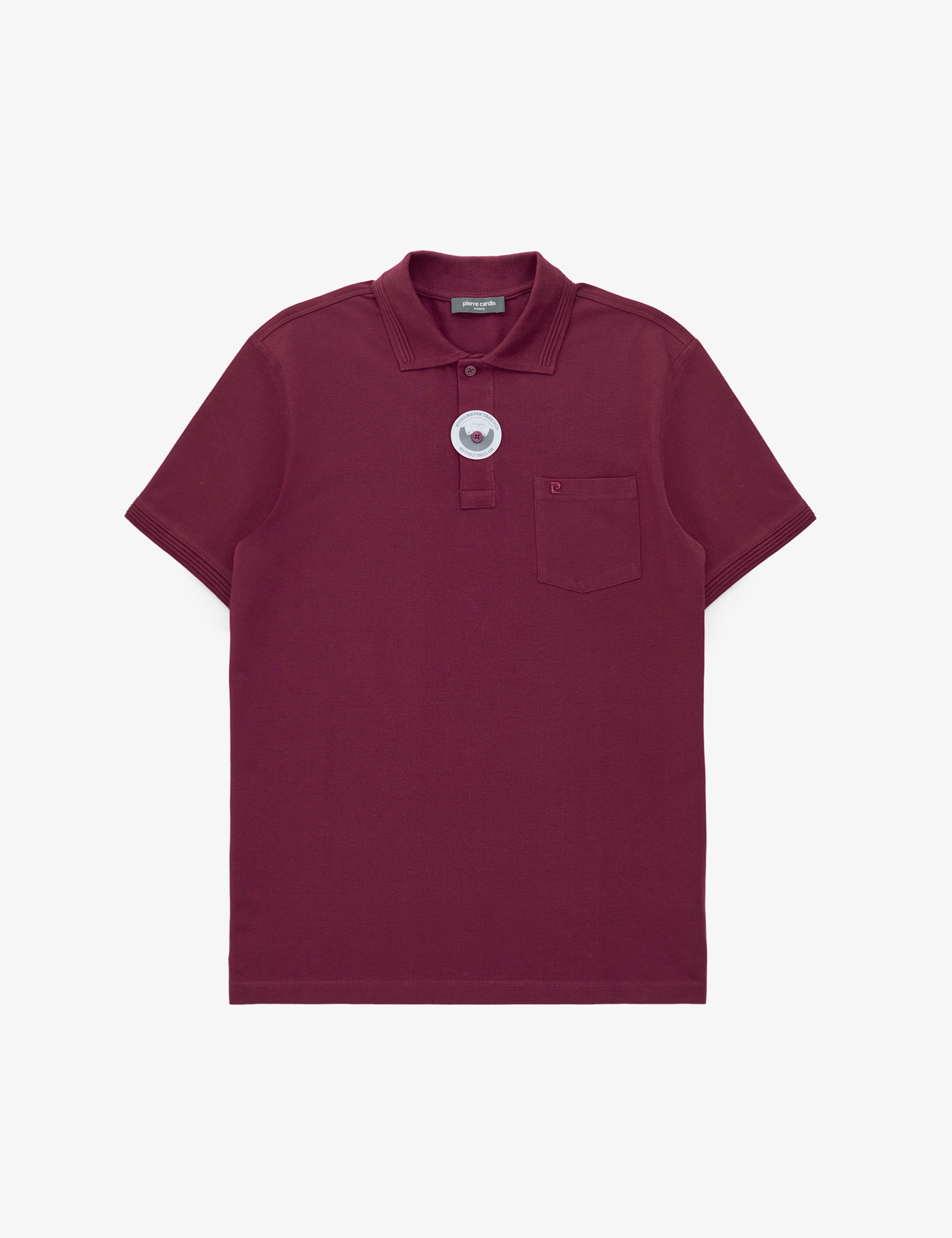 Bordo Regular Fit %100 Pamuk Düğmeli Polo Yaka Basic Tişört - Image 6