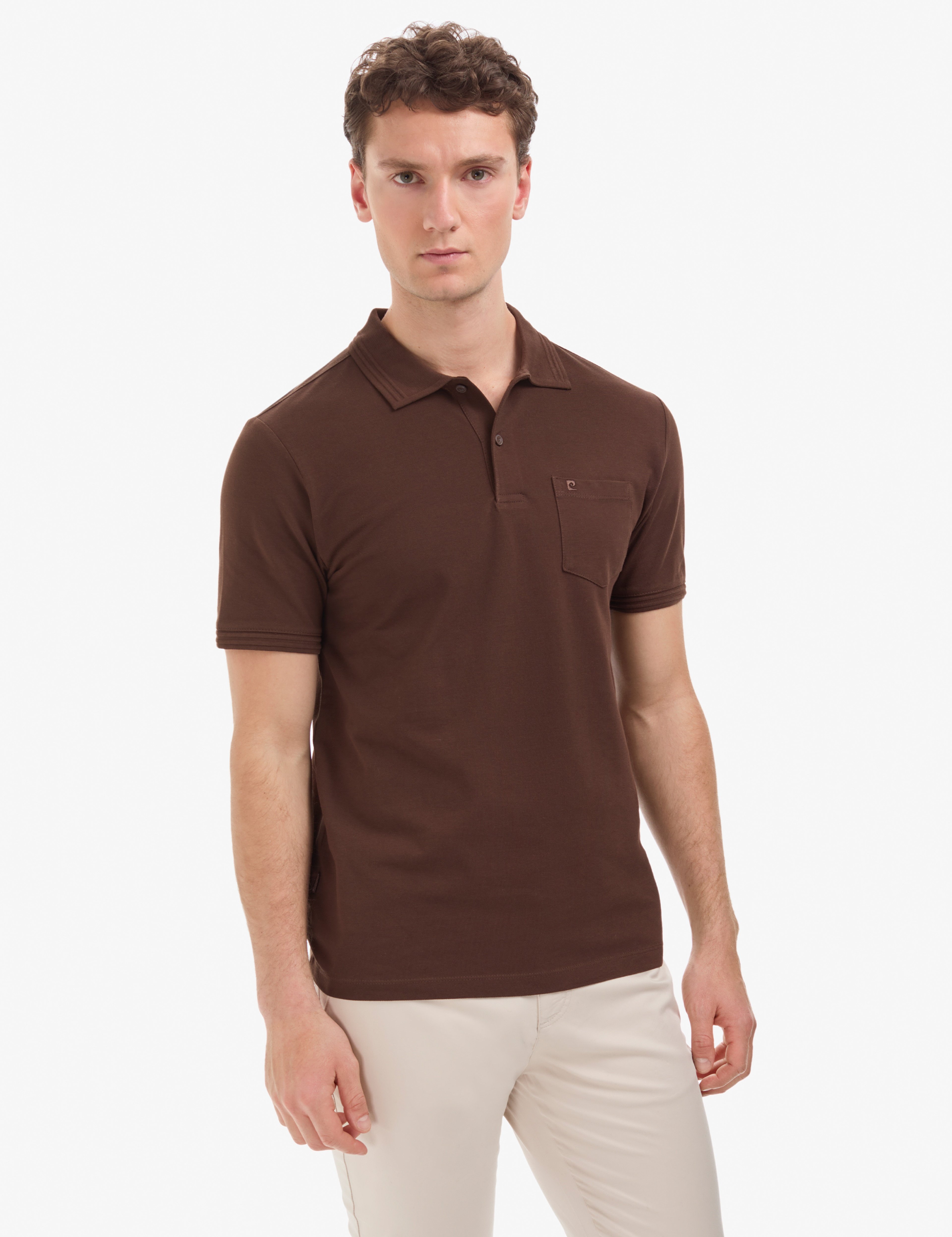 Koyu Kahverengi Regular Fit %100 Pamuk Cepli Kıvrılmaz Düğmeli Polo Yaka Basic T - Image 3