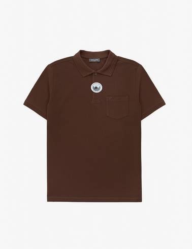 Koyu Kahverengi Regular Fit %100 Pamuk Cepli Kıvrılmaz Düğmeli Polo Yaka Basic T