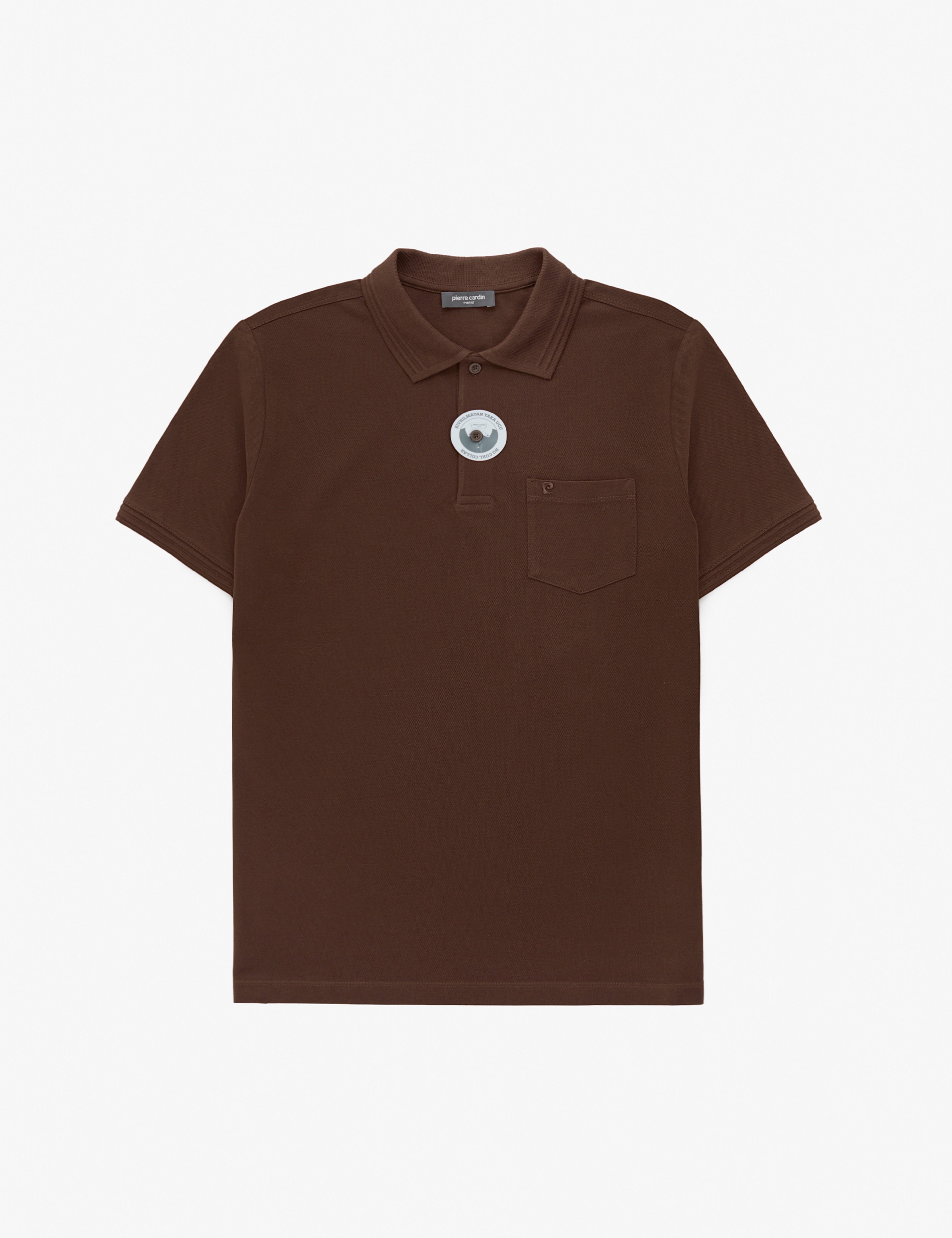 Koyu Kahverengi Regular Fit %100 Pamuk Cepli Kıvrılmaz Düğmeli Polo Yaka Basic T - Image 6