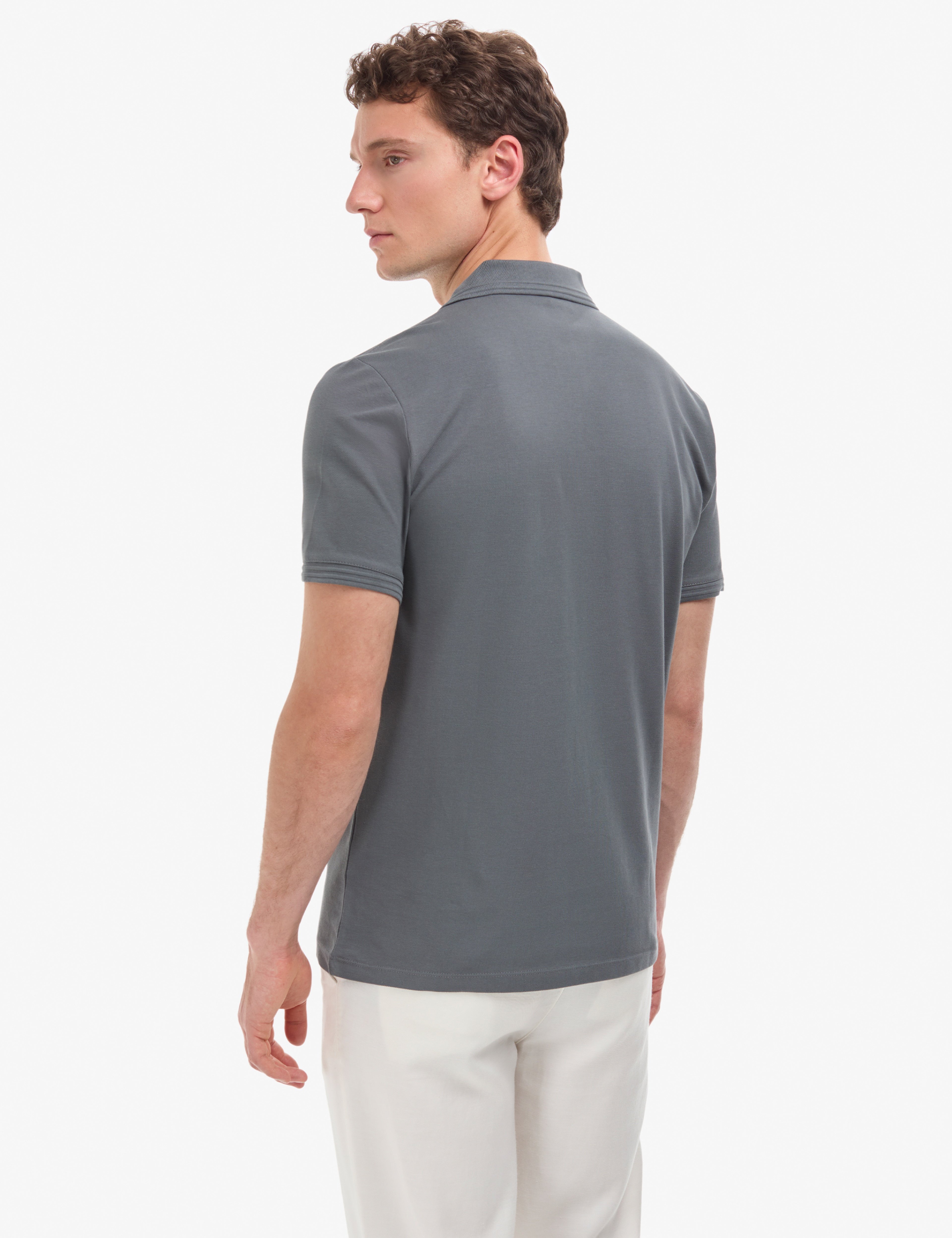 Antrasit Regular Fit %100 Pamuk Cepli Kıvrılmaz Düğmeli Polo Yaka Basic Tişört - Image 5