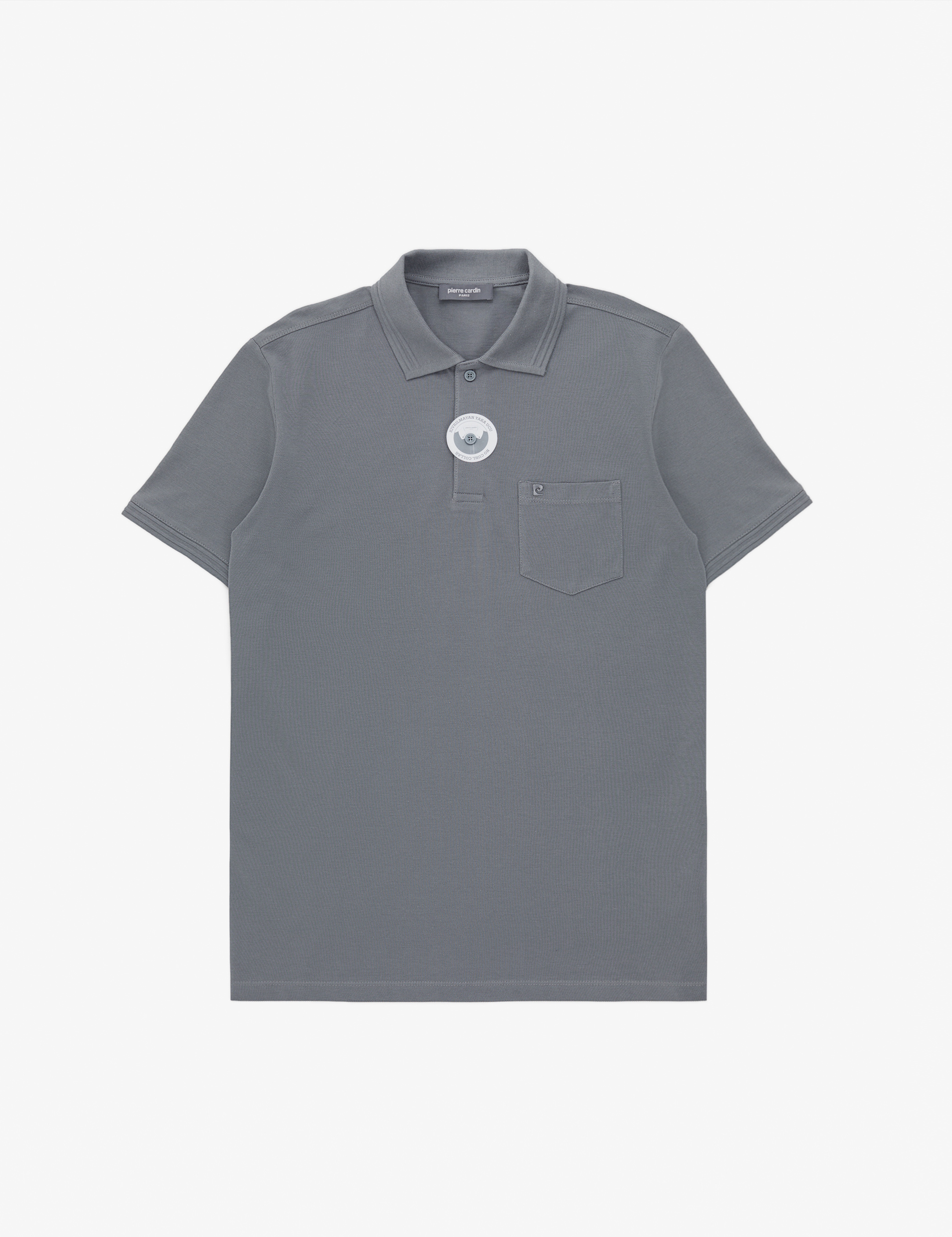 Antrasit Regular Fit %100 Pamuk Cepli Kıvrılmaz Düğmeli Polo Yaka Basic Tişört - Image 6