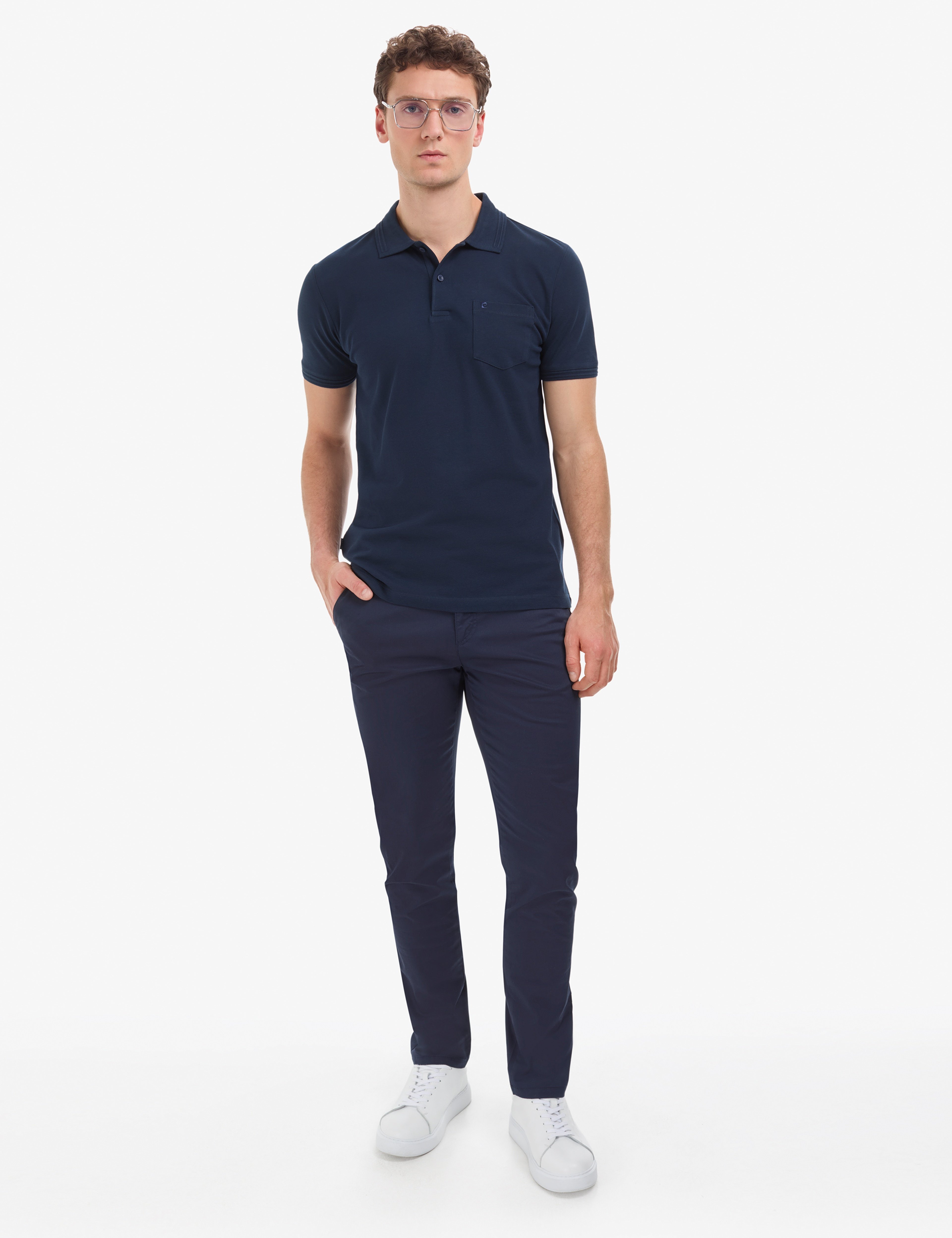Lacivert Regular Fit %100 Pamuk Cepli Kıvrılmaz Düğmeli Polo Yaka Basic Tişört - Image 3