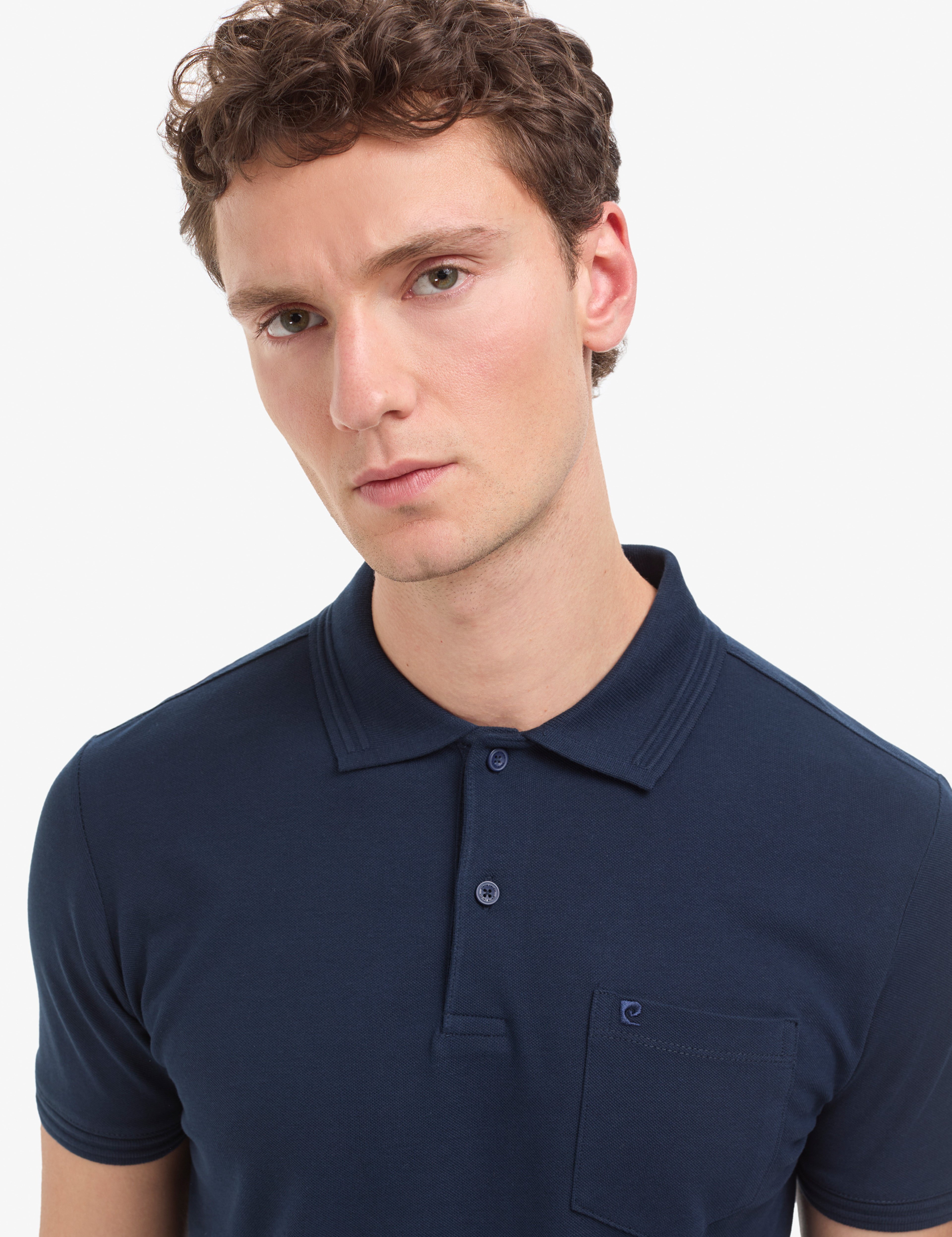 Lacivert Regular Fit %100 Pamuk Cepli Kıvrılmaz Düğmeli Polo Yaka Basic Tişört - Image 2