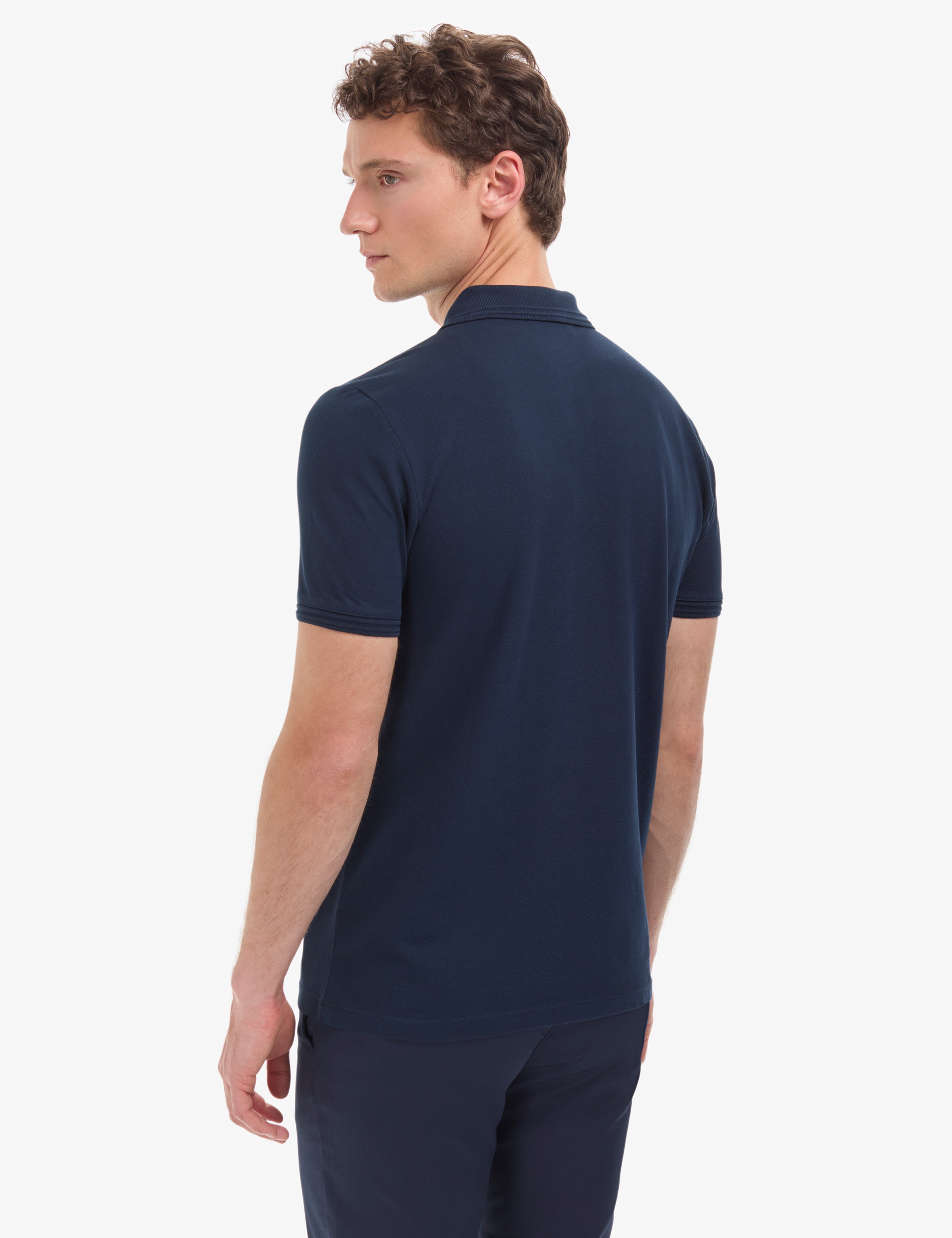 Lacivert Regular Fit %100 Pamuk Cepli Kıvrılmaz Düğmeli Polo Yaka Basic Tişört