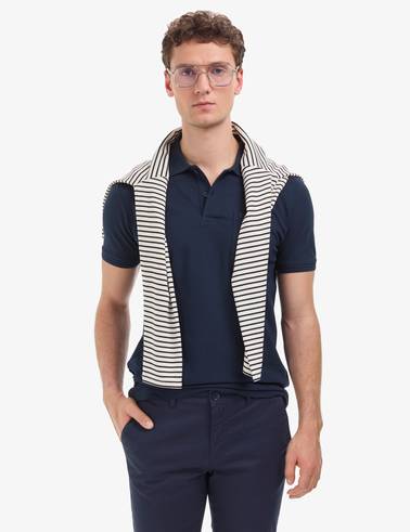 Lacivert Regular Fit %100 Pamuk Cepli Kıvrılmaz Düğmeli Polo Yaka Basic Tişört