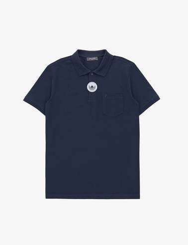 Lacivert Regular Fit %100 Pamuk Cepli Kıvrılmaz Düğmeli Polo Yaka Basic Tişört