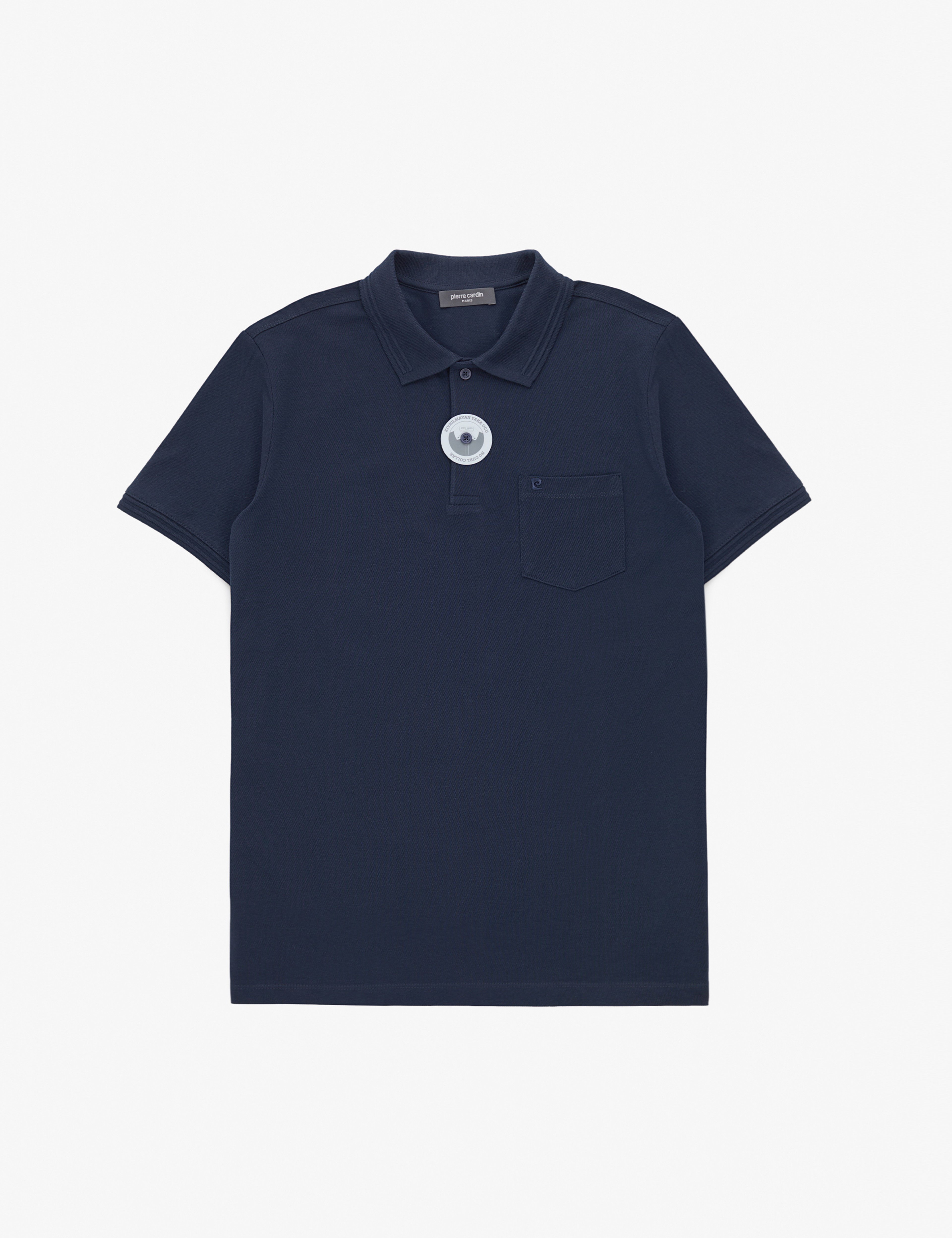 Lacivert Regular Fit %100 Pamuk Cepli Kıvrılmaz Düğmeli Polo Yaka Basic Tişört