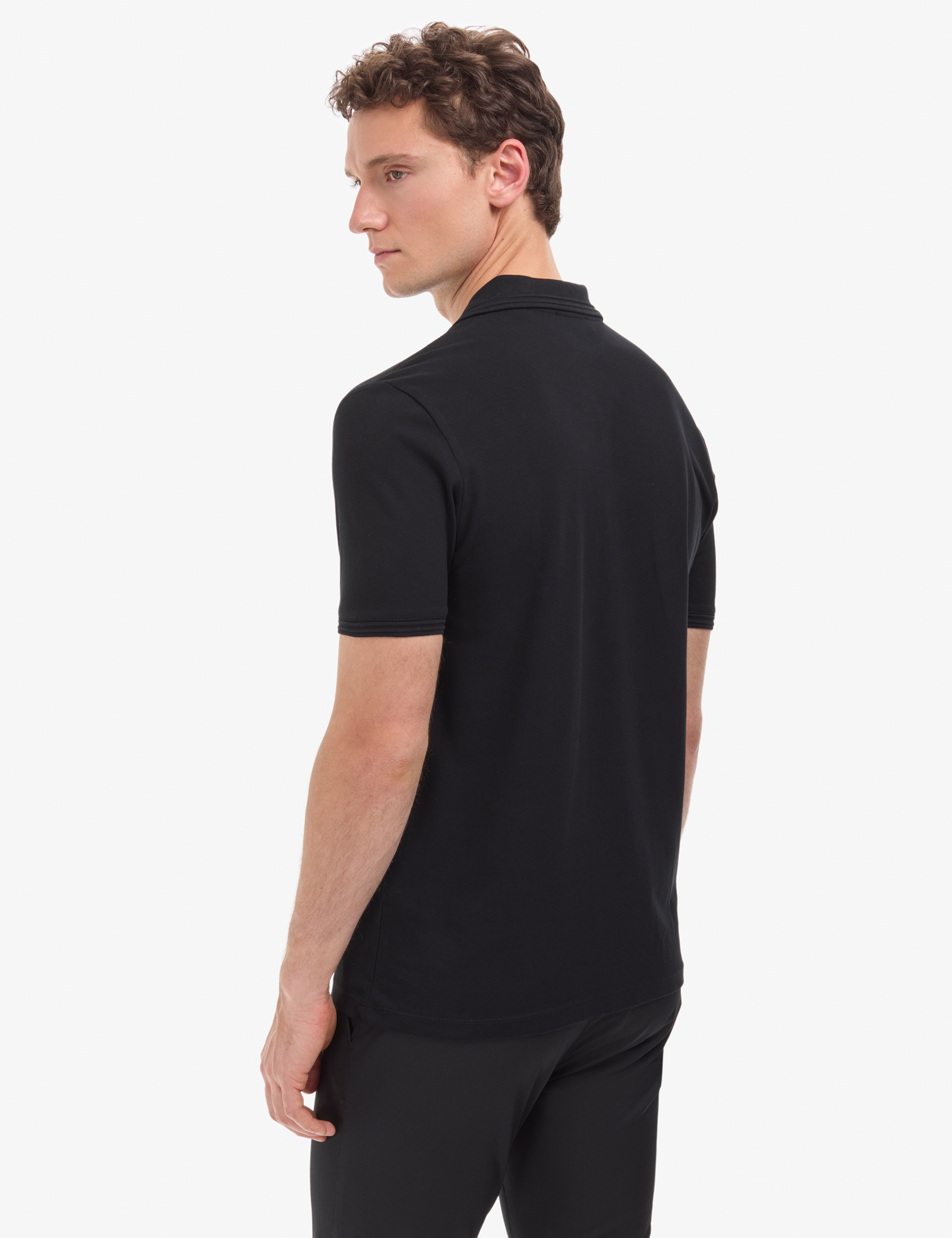 Siyah Regular Fit %100 Pamuk Kıvrılmaz Düğmeli Polo Yaka Basic Tişört