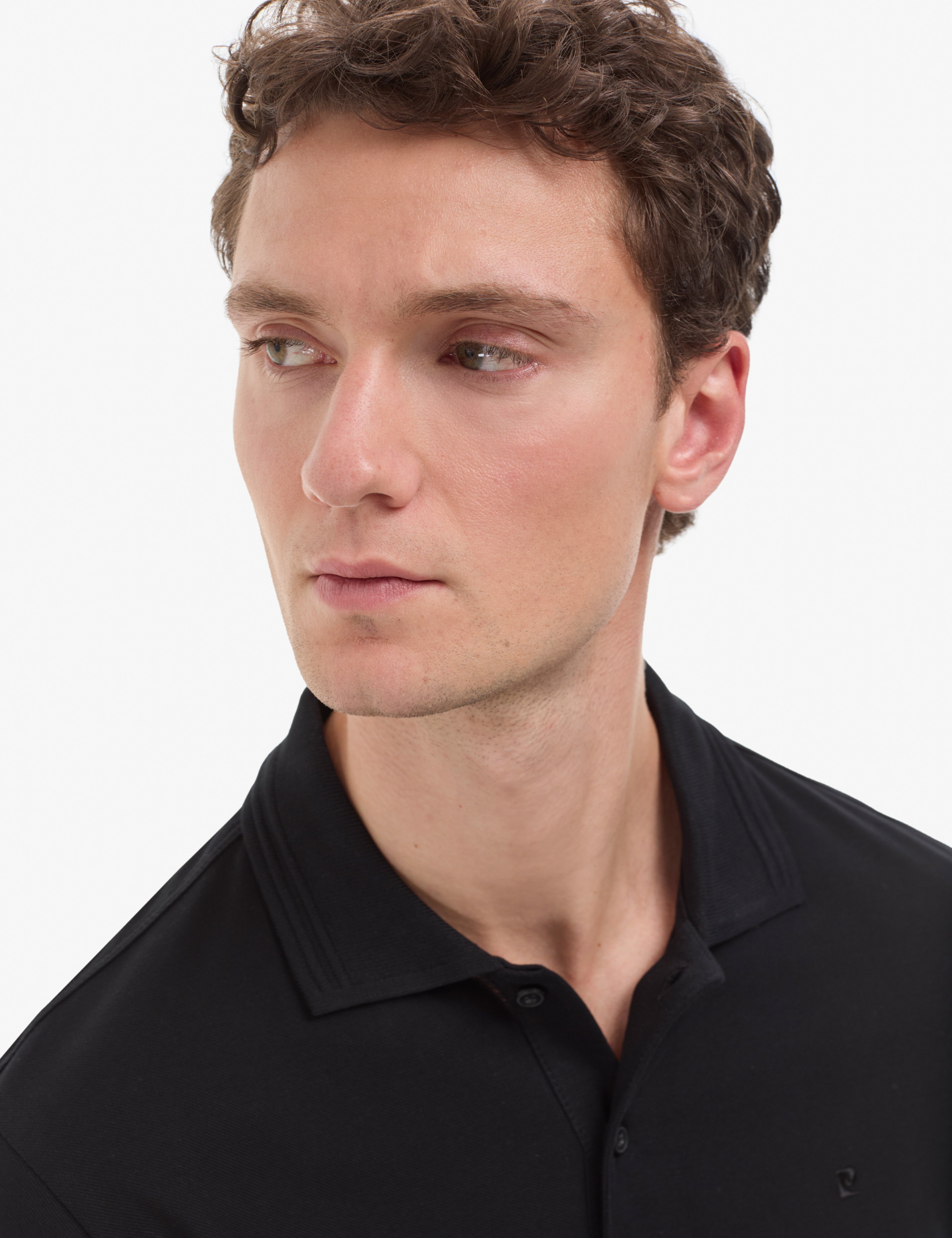 Siyah Regular Fit %100 Pamuk Kıvrılmaz Düğmeli Polo Yaka Basic Tişört
