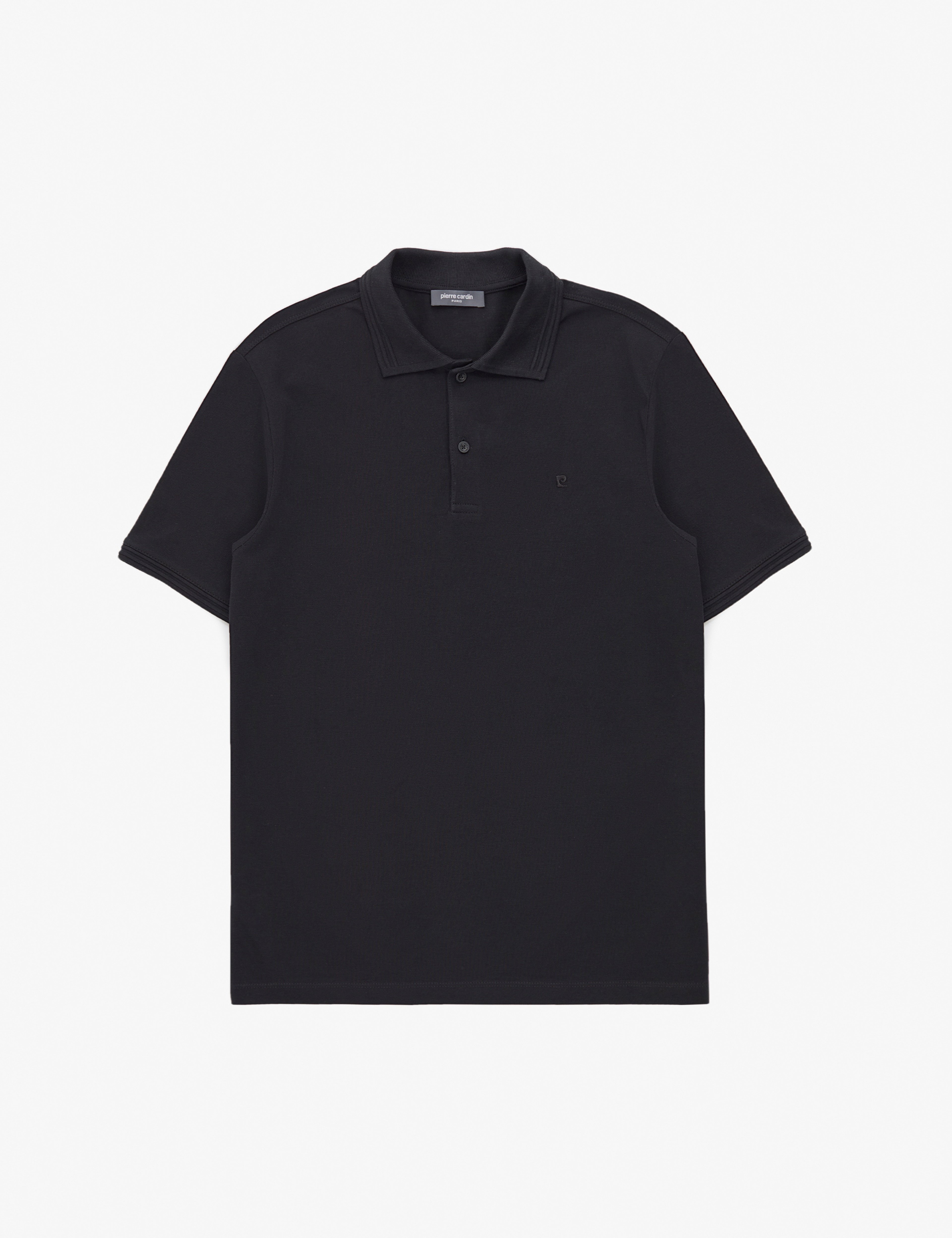 Siyah Regular Fit %100 Pamuk Kıvrılmaz Düğmeli Polo Yaka Basic Tişört - Image 6