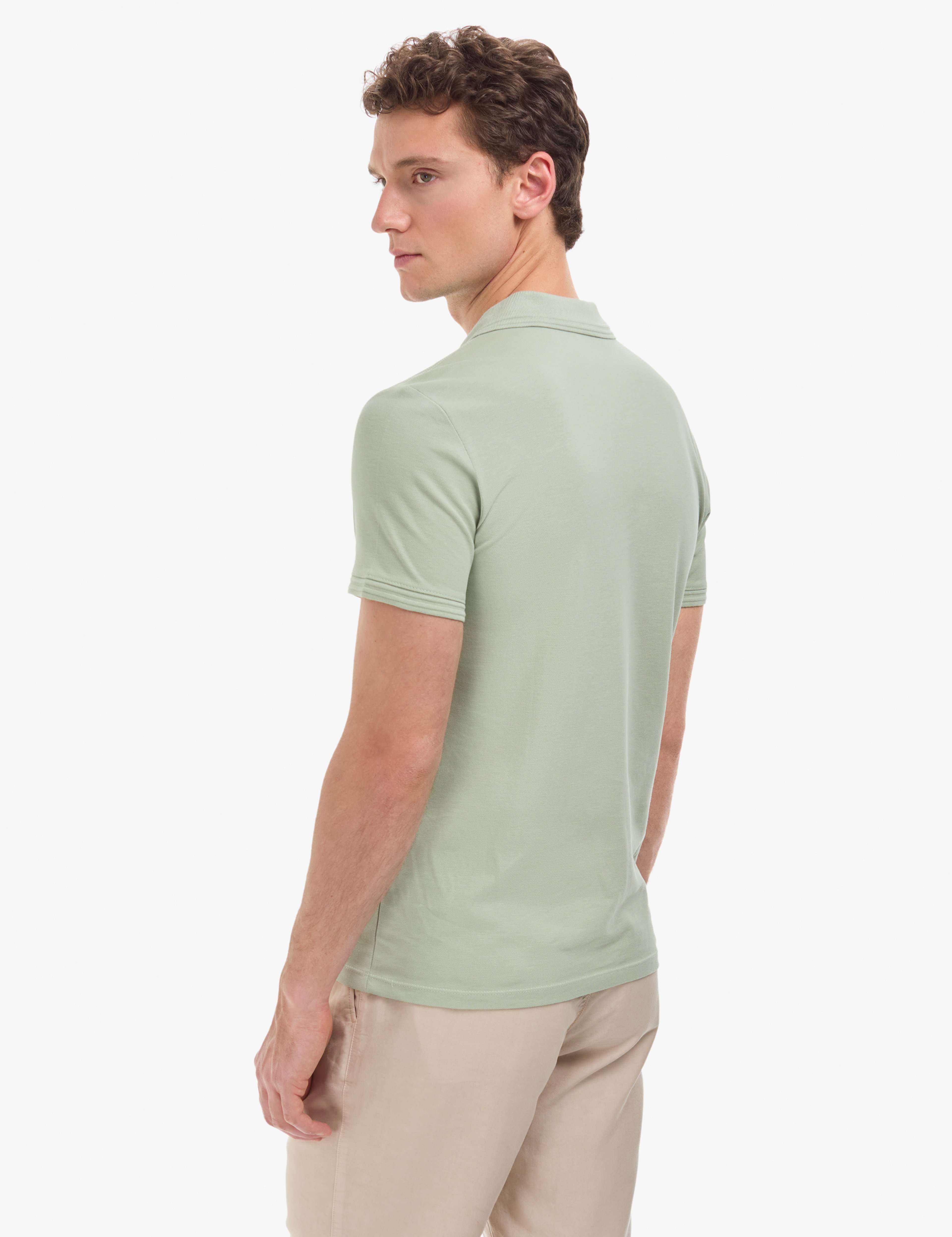 Çağla Slim Fit %100 Pamuk Kıvrılmaz Fermuarlı Polo Yaka Basic Tişört - Image 5