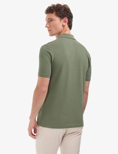 Haki Regular Fit %100 Pamuk Kıvrılmaz Düğmeli Polo Yaka Basic Tişört