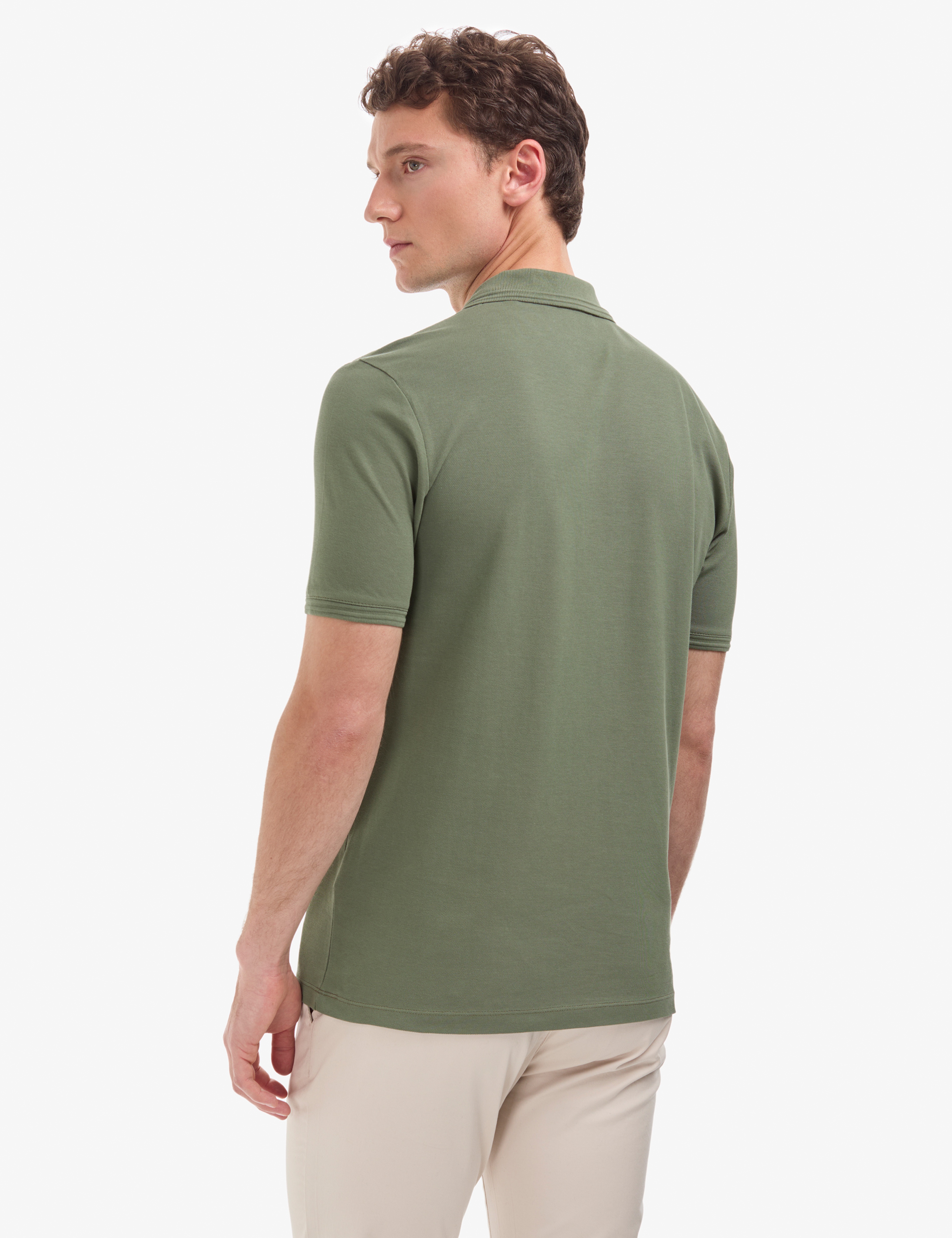Haki Regular Fit %100 Pamuk Kıvrılmaz Düğmeli Polo Yaka Basic Tişört - Image 5