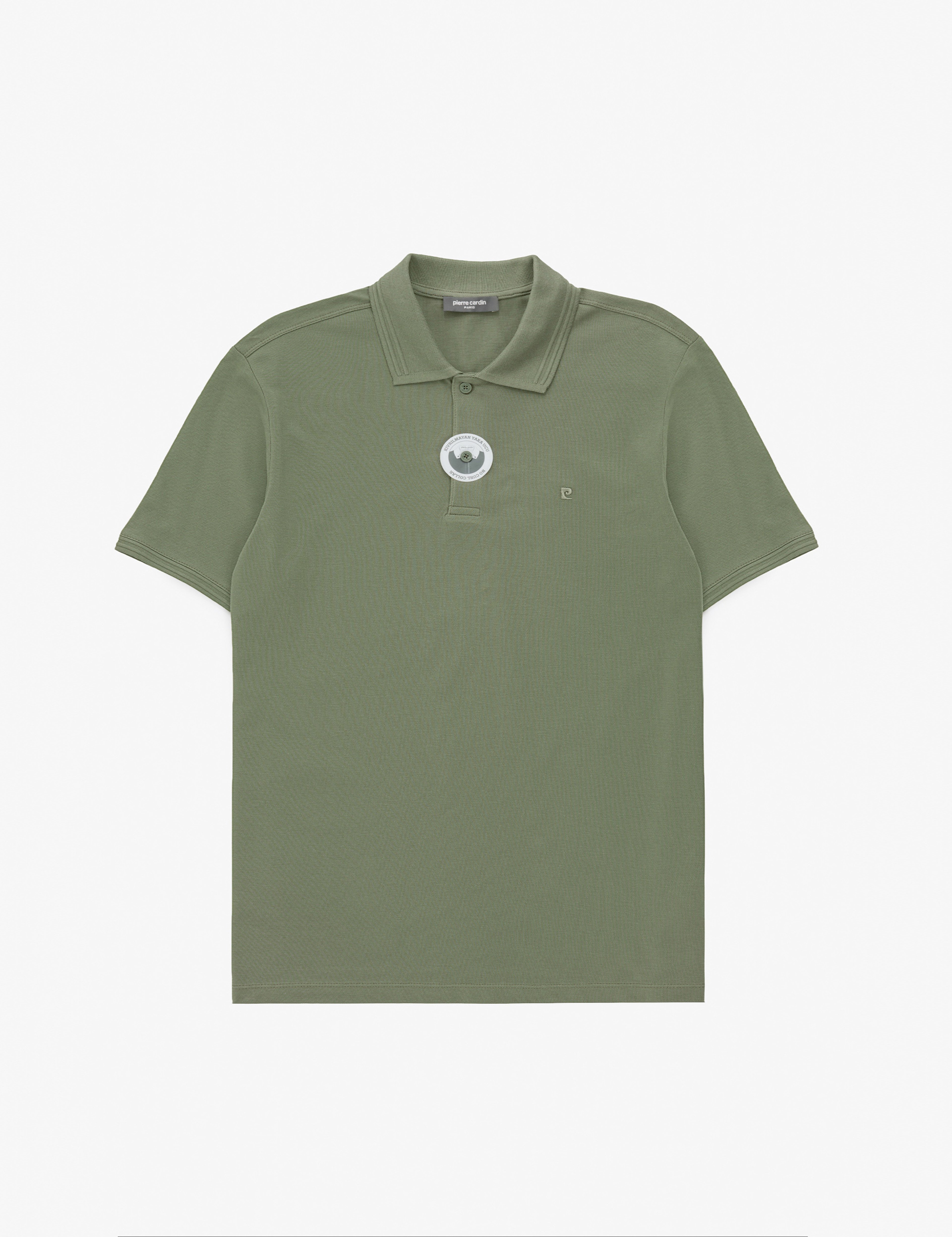 Haki Regular Fit %100 Pamuk Kıvrılmaz Düğmeli Polo Yaka Basic Tişört - Image 6