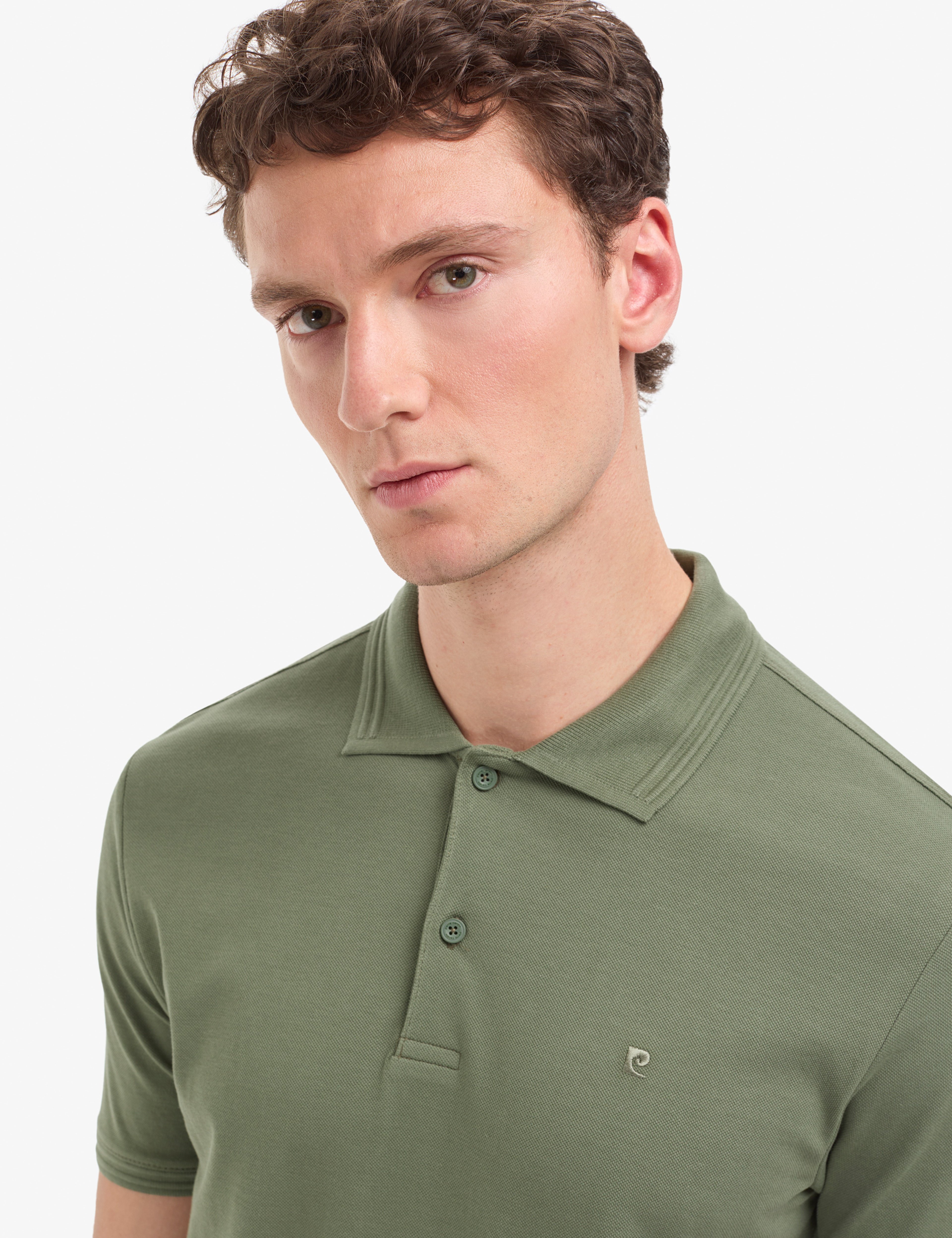 Haki Regular Fit %100 Pamuk Kıvrılmaz Düğmeli Polo Yaka Basic Tişört