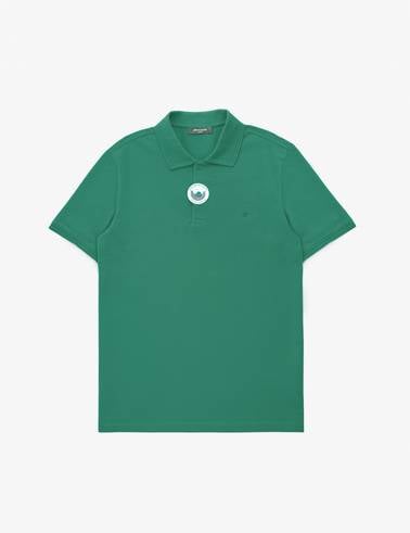 Yeşil Slim Fit %100 Pamuk Kıvrılmaz Düğmeli Polo Yaka Basic Tişört