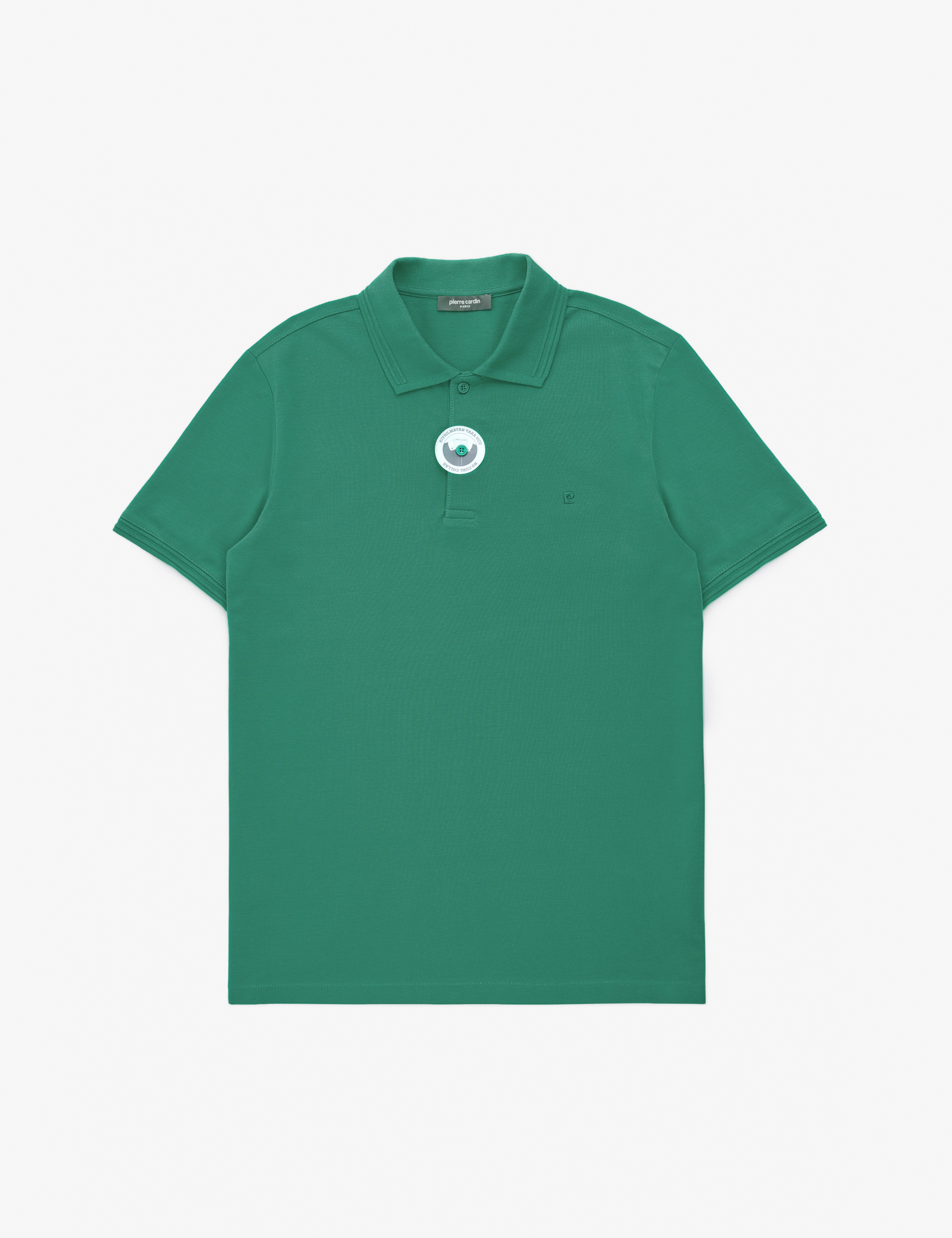 Yeşil Slim Fit %100 Pamuk Kıvrılmaz Düğmeli Polo Yaka Basic Tişört - Image 6