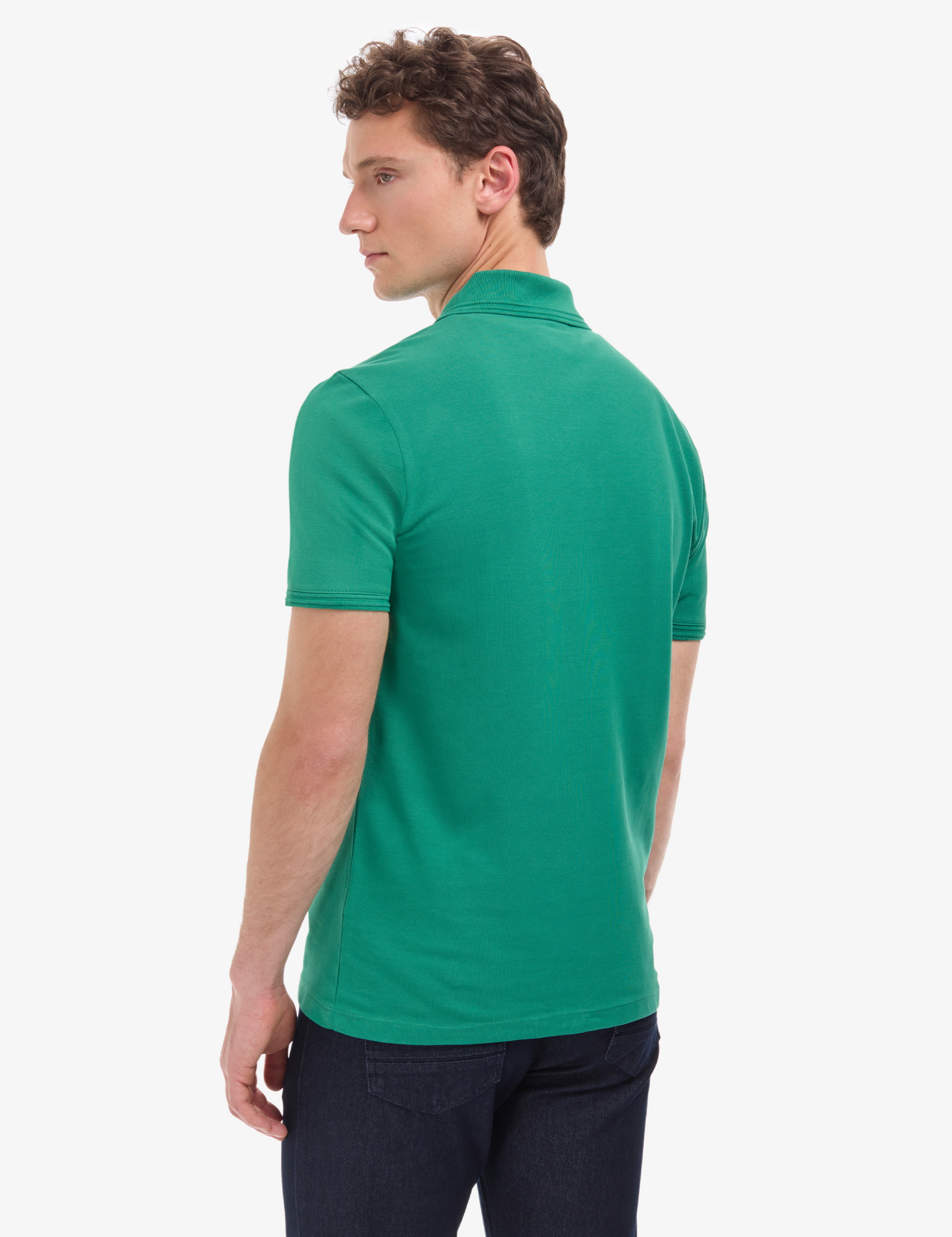 Yeşil Slim Fit %100 Pamuk Kıvrılmaz Düğmeli Polo Yaka Basic Tişört - Image 5